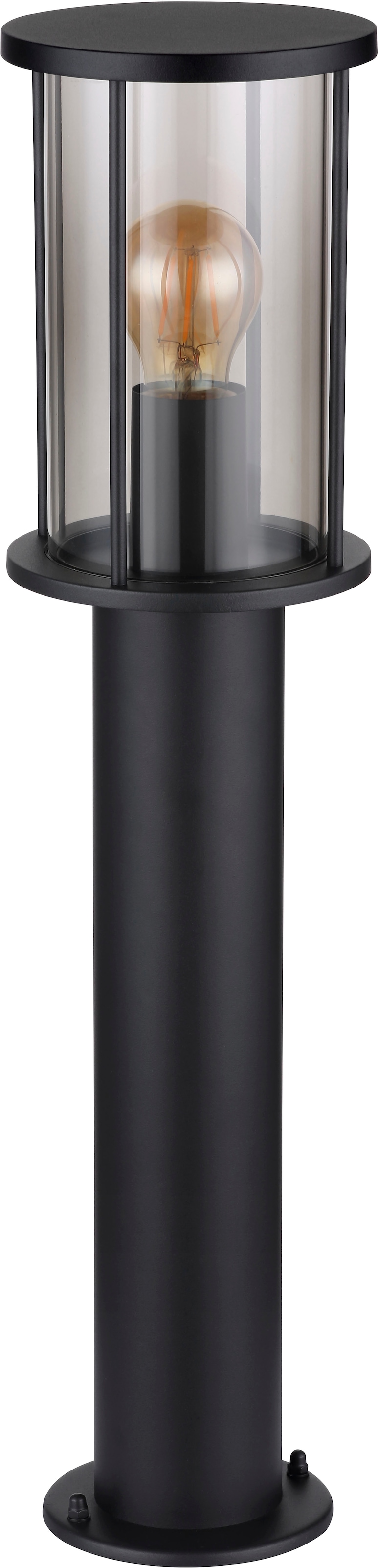 GLOBO LIGHTING Außen-Stehlampe »GRACEY« E27 1 Stk. Außenleuchte Edelstahl schwarz, Rauchglas, IP54, E27