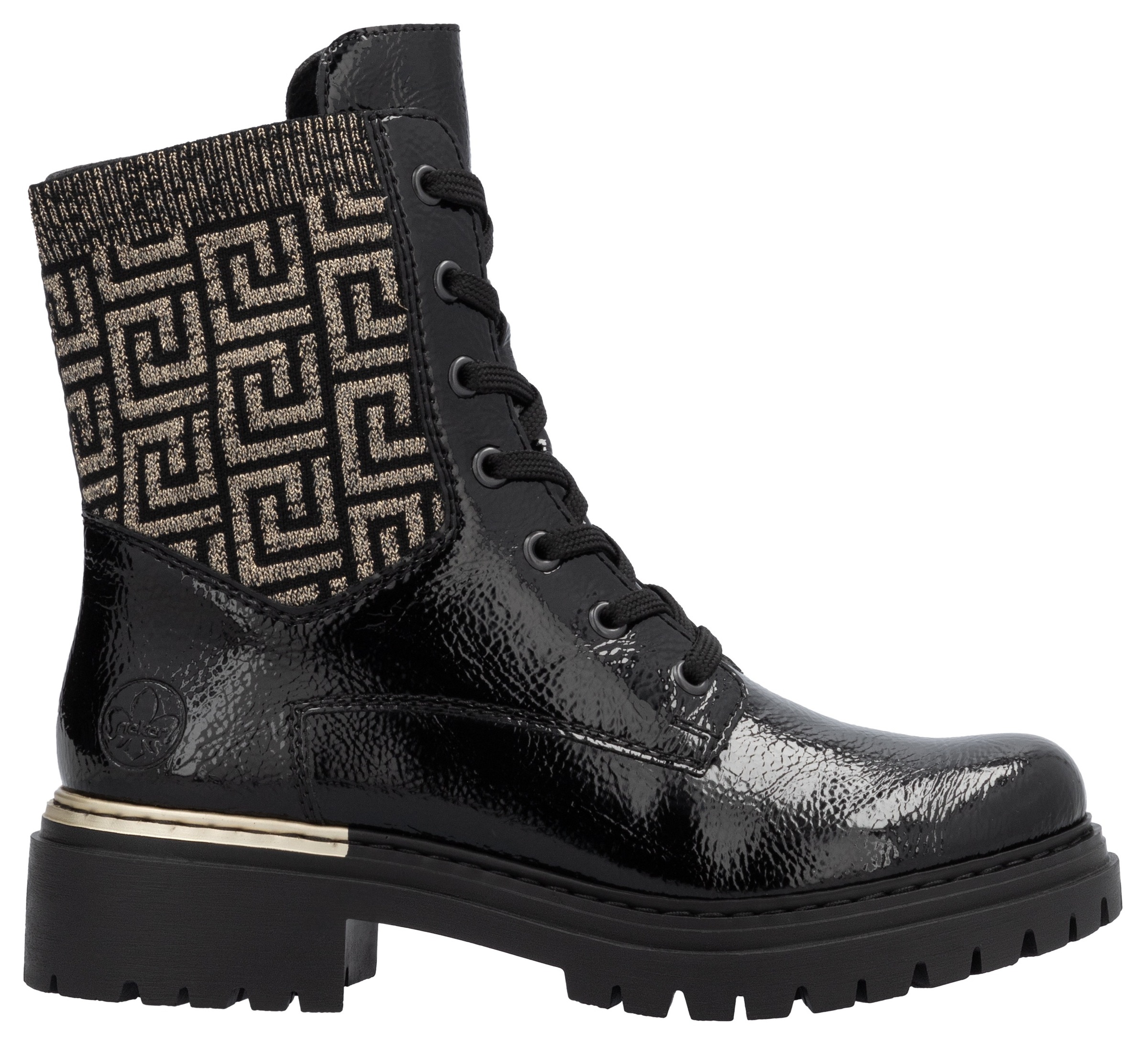 Rieker Schnürboots, Stiefelette, Blockabsatz, mit Textileinsatz am Schaft