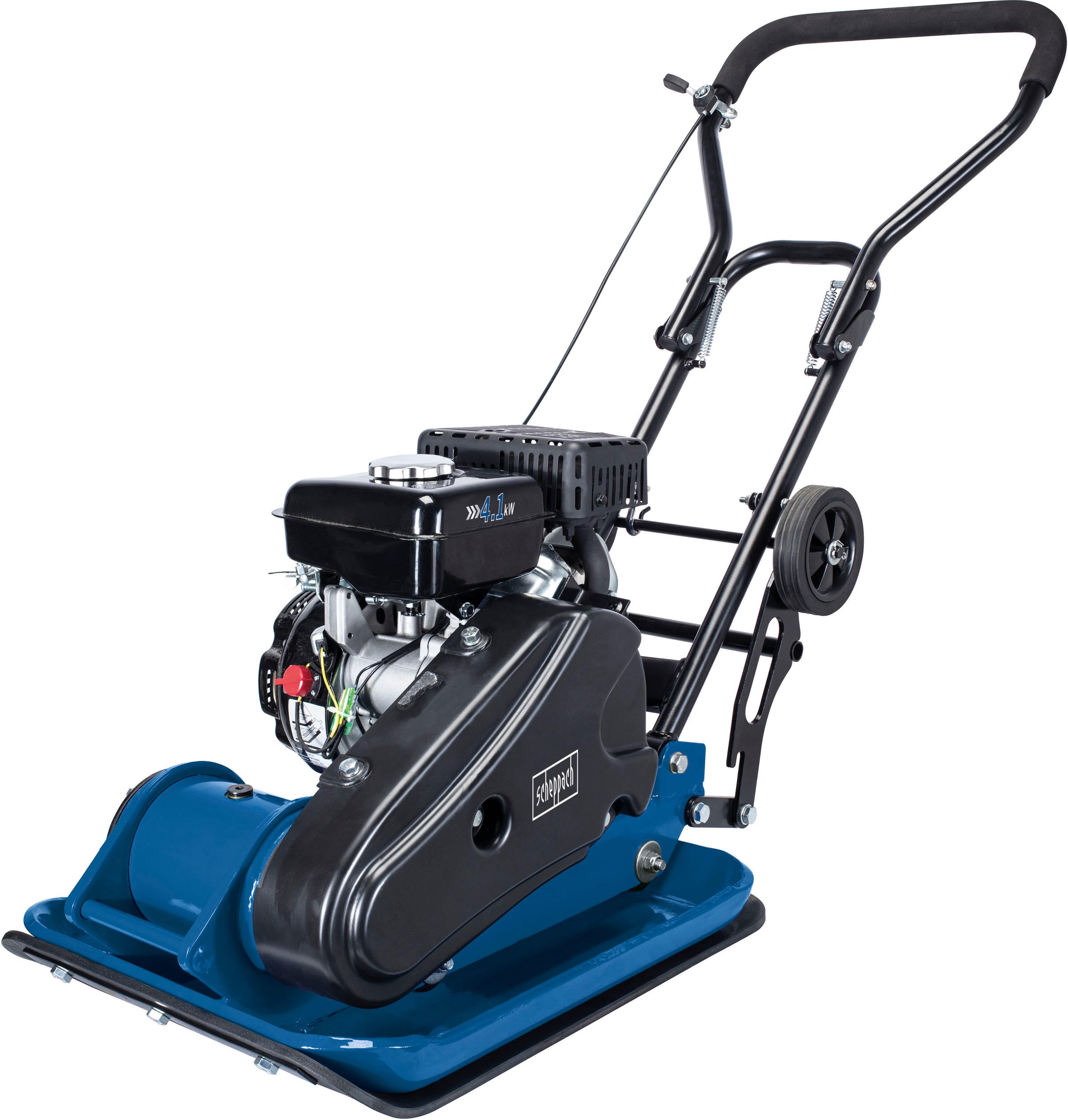 Scheppach Rüttelplatte »HP2300s«, 23000 N, 5,6 PS, 4-Takt-Benzinmotor,inkl. Fahrvorrichtung & Gummimatte