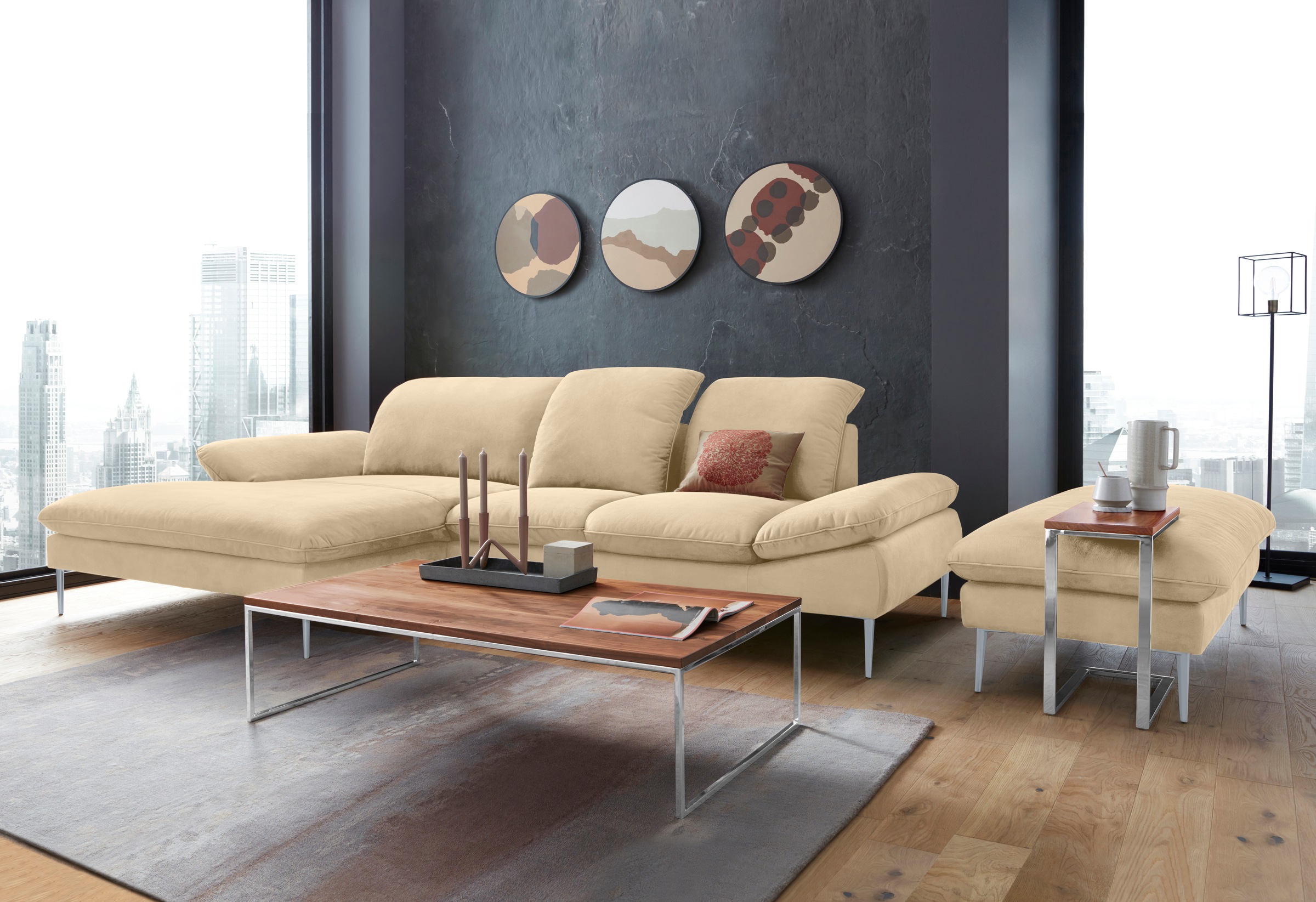 W.SCHILLIG Hocker »enjoy&MORE«, Füße silber matt, Breite 151 cm