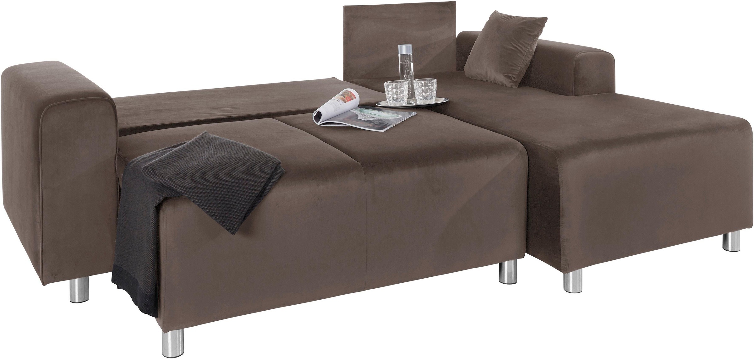 Guido Maria Kretschmer Home&Living Ecksofa »Györ«, L-Form, wahlweise mit Bettfunktion und Bettkasten incl. 2 Zierkissen