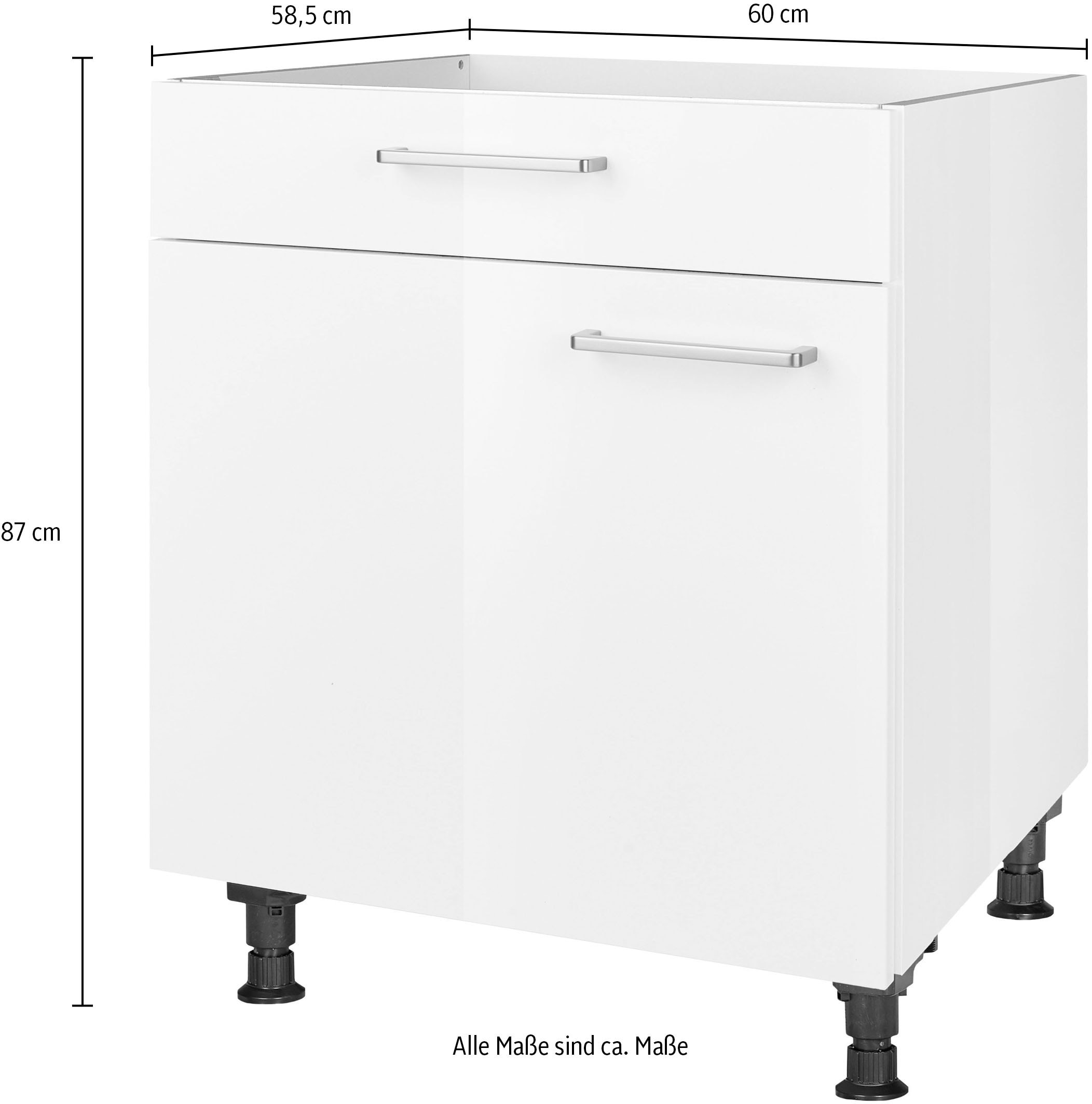 nobilia® Kochfeldumbauschrank »"Flash", mit Schukasten und Tür, Ausrichtung wählbar« vormontiert, Breite 60 cm