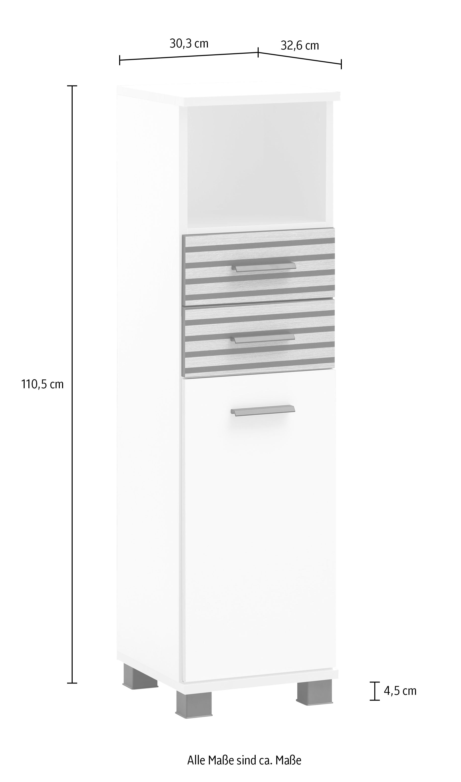 welltime Midischrank »Katta, Breite 30 cm« Wechselbarer Türanschlag, Schubladen mit Akustikprint