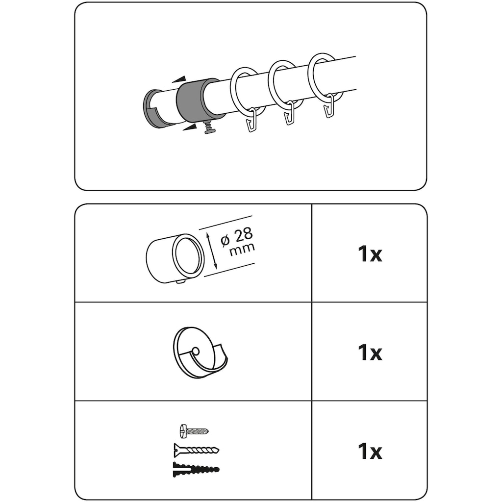 GARDINIA Gardinenstangenhalter »Wandlager für Ø 28 mm Kunststoff«, (1 St.)