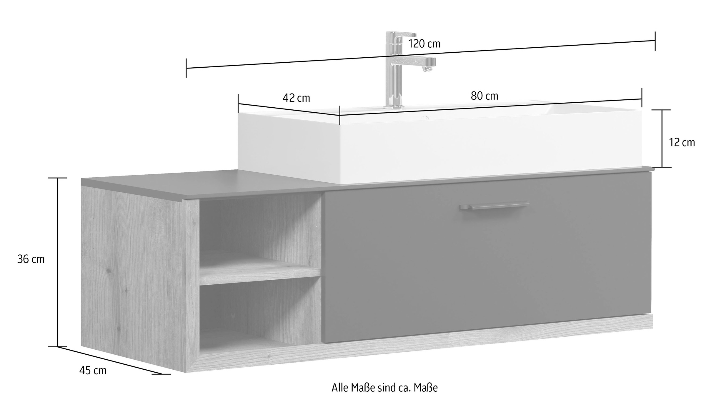 INOSIGN Waschtisch »Premont«, Eleganter Waschbeckenunterschrank mit 80 cm Waschbecken - Softclose