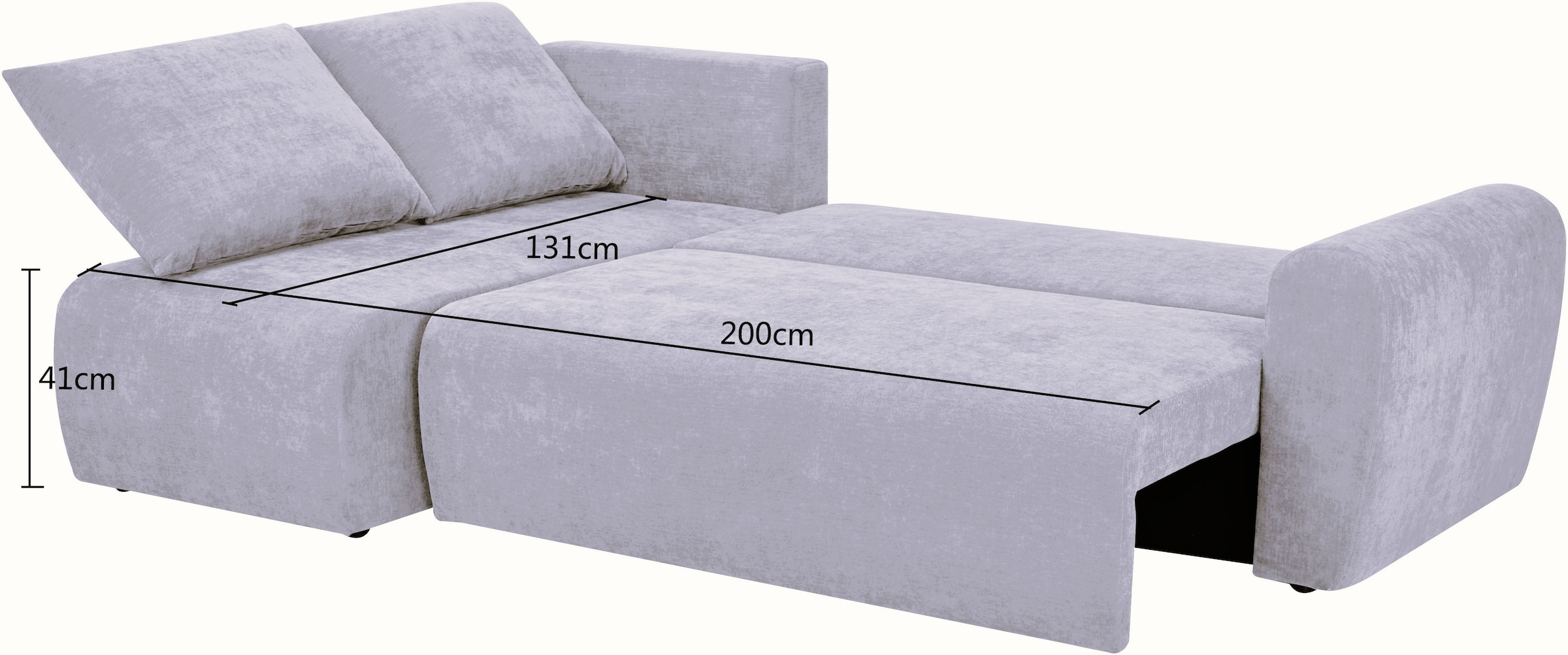 Home affaire Ecksofa »Nortrud-Uni, 241 cm, L-Form, mit Schlaffunktion u. Bettkasten« Recamiere rechts / links montierbar, Feinstruktur-Bezug