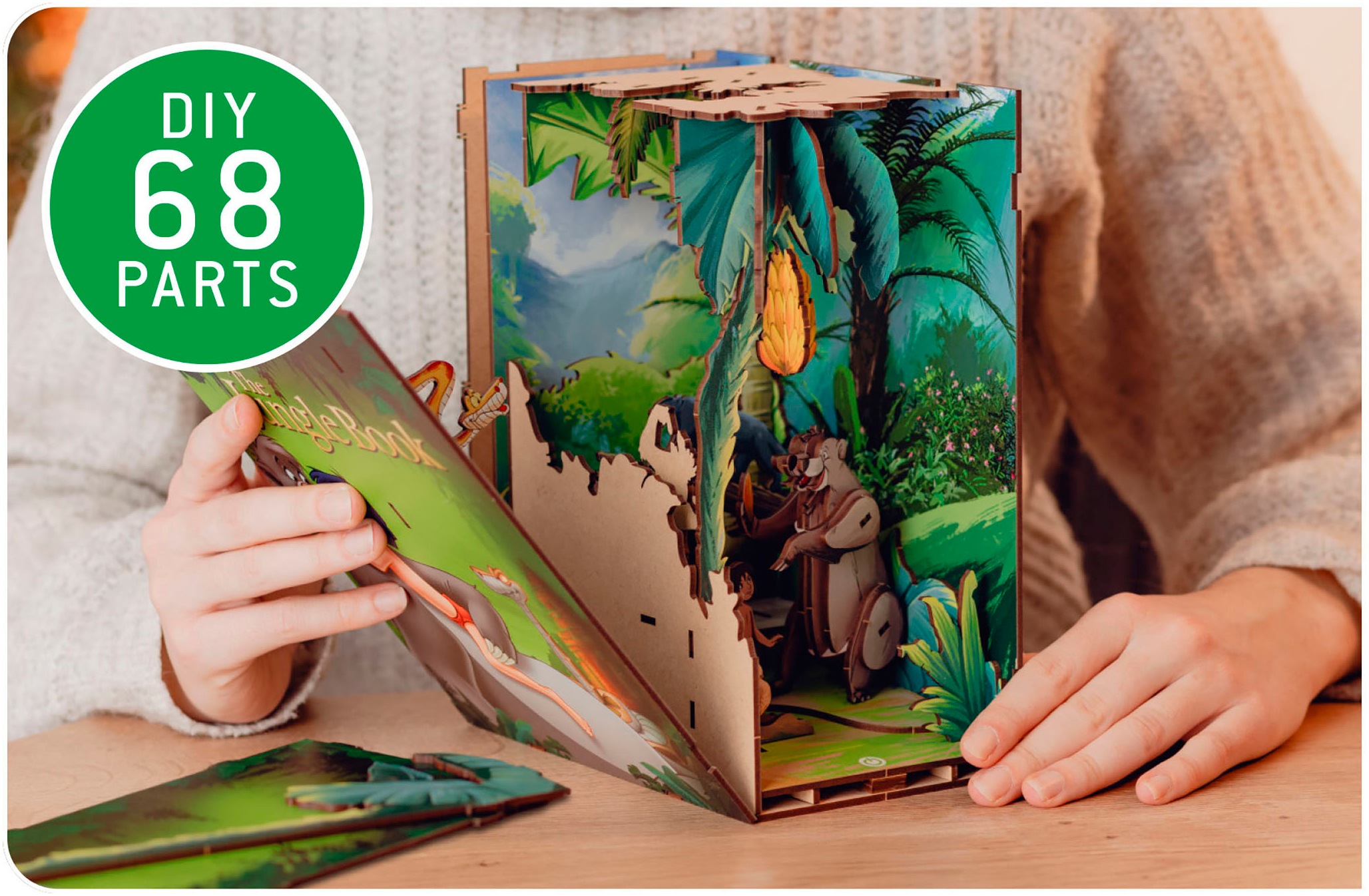 Revell® 3D-Puzzle »Book Nook, Tiny Adventures Disney Das Dschungelbuch«, Buchstütze; mit LED-Beleuchtung