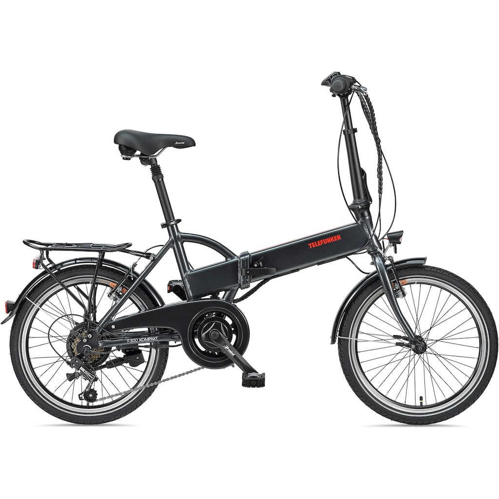 Telefunken E-Bike »Kompakt F820«, 6 Gang, Shimano, Tourney, Heckmotor 250 W