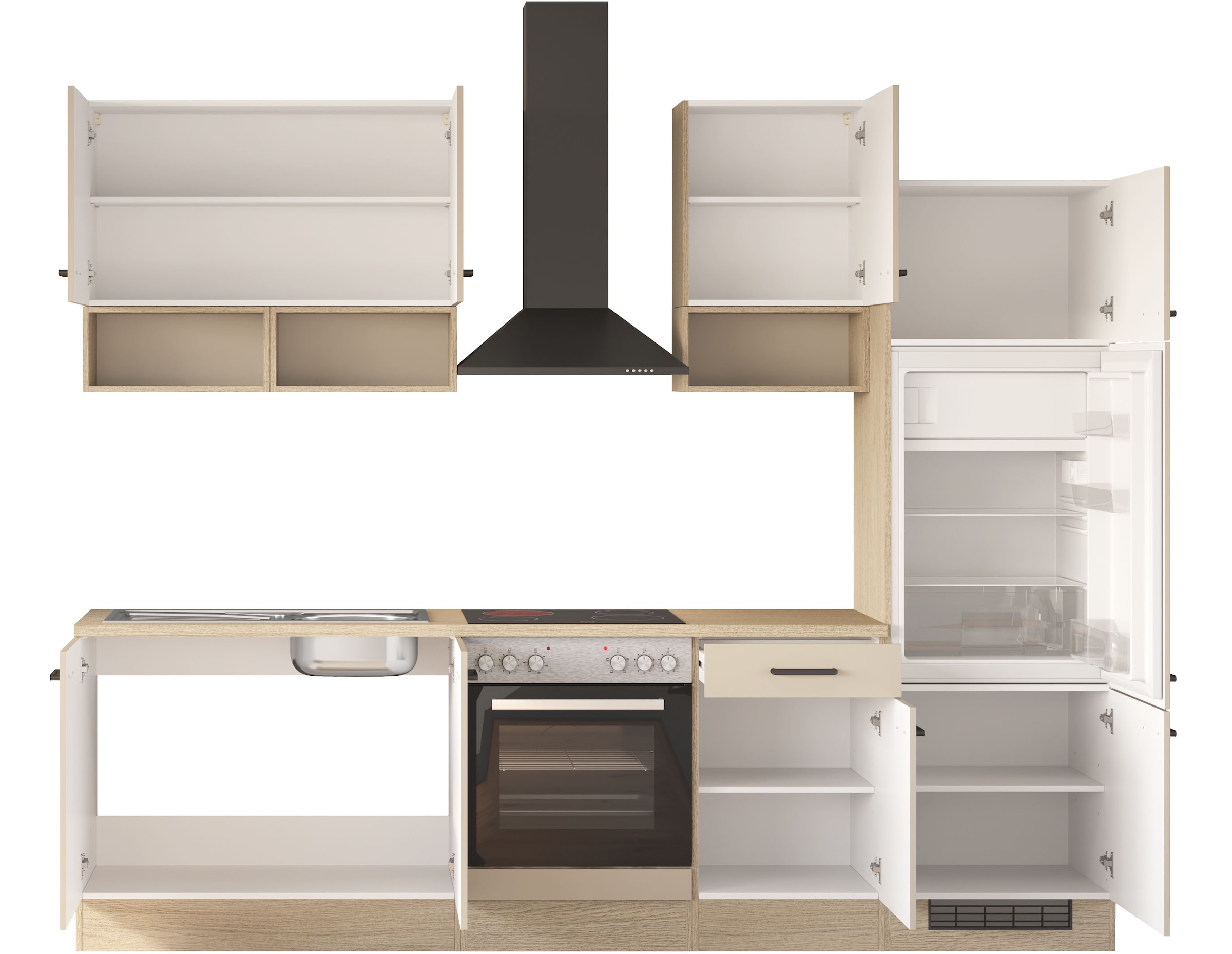 Flex-Well Küche »Creso, Breite 270 cm« wahlweise mit E-Geräte und Spüle in Edelstahl und schwarz