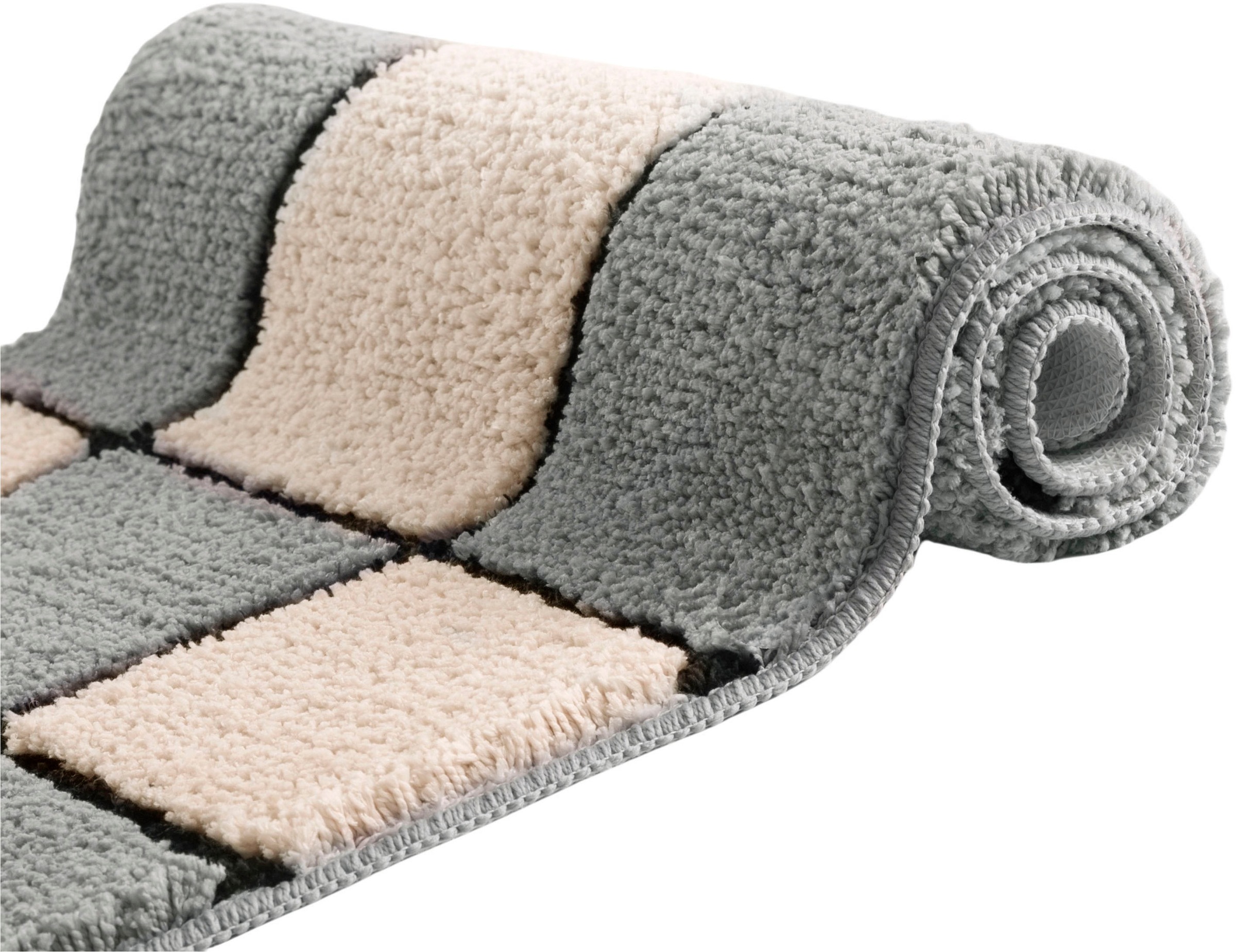 my home Badematte »Melli«, rutschhemmend beschichtet, fußbodenheizungsgeeignet, Badteppich, mit Muster, karierte Badematte