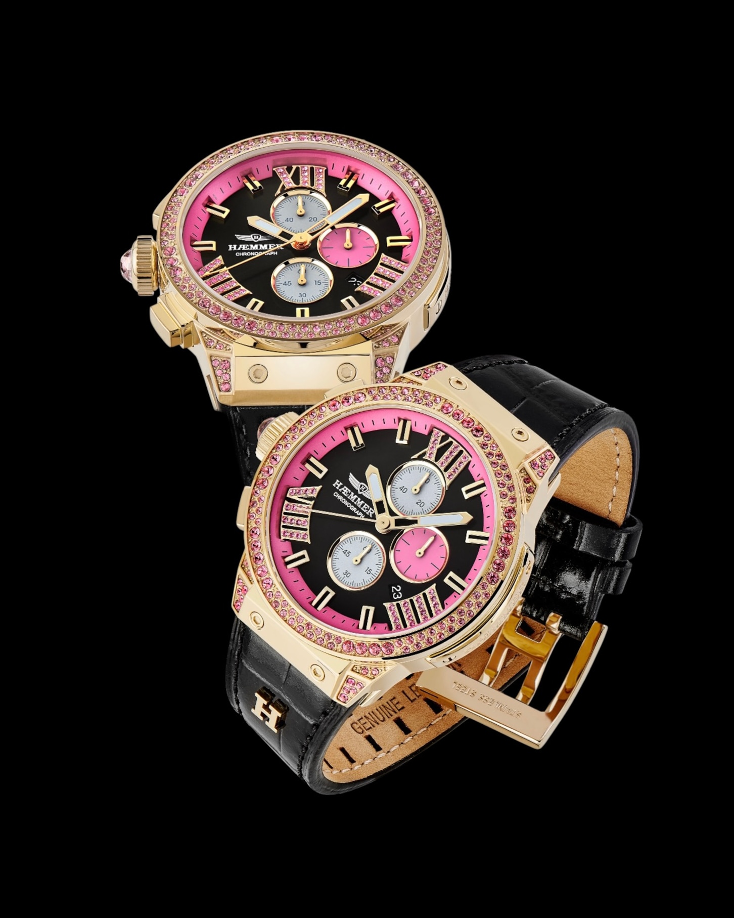 HAEMMER GERMANY Chronograph »EMINENT« Quarzuhr, Armbanduhr, Damenuhr, analog, Tag, Stoppfunktion