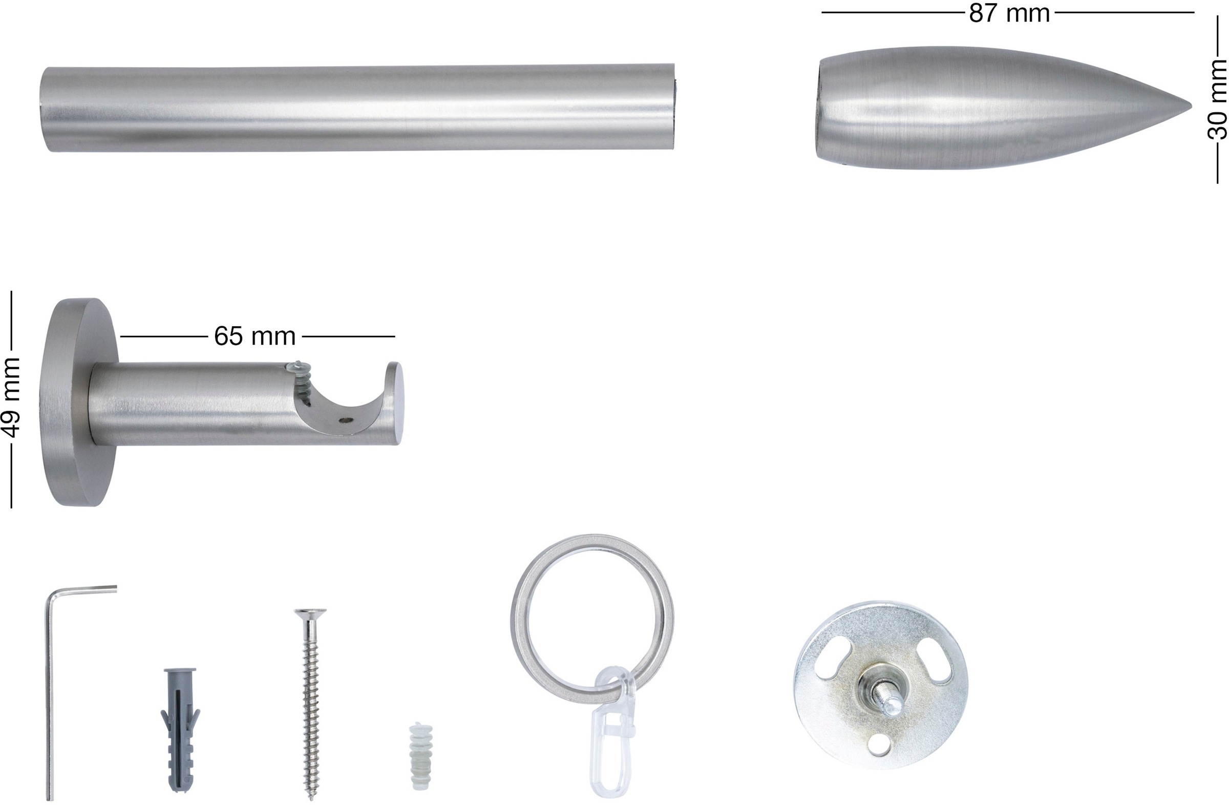 mydeco Gardinenstange »20mm Cardo Wandträger 6,5 cm«, 1 läufig-läufig, Fixmaß