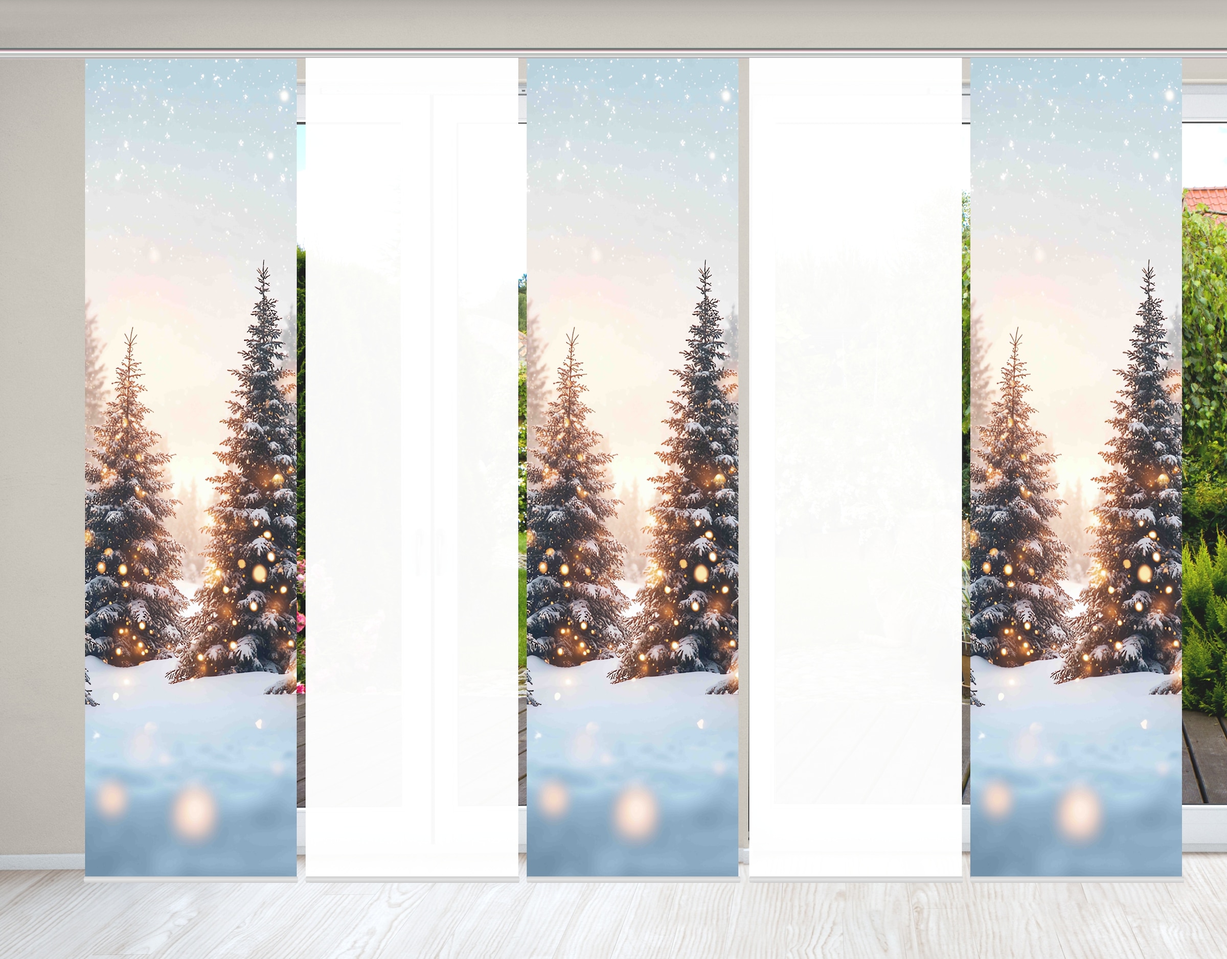 HOME WOHNIDEEN Schiebegardine »SCHNEETANNEN« Paneelwagen 5 Stk. tlg. SET, S günstig online kaufen