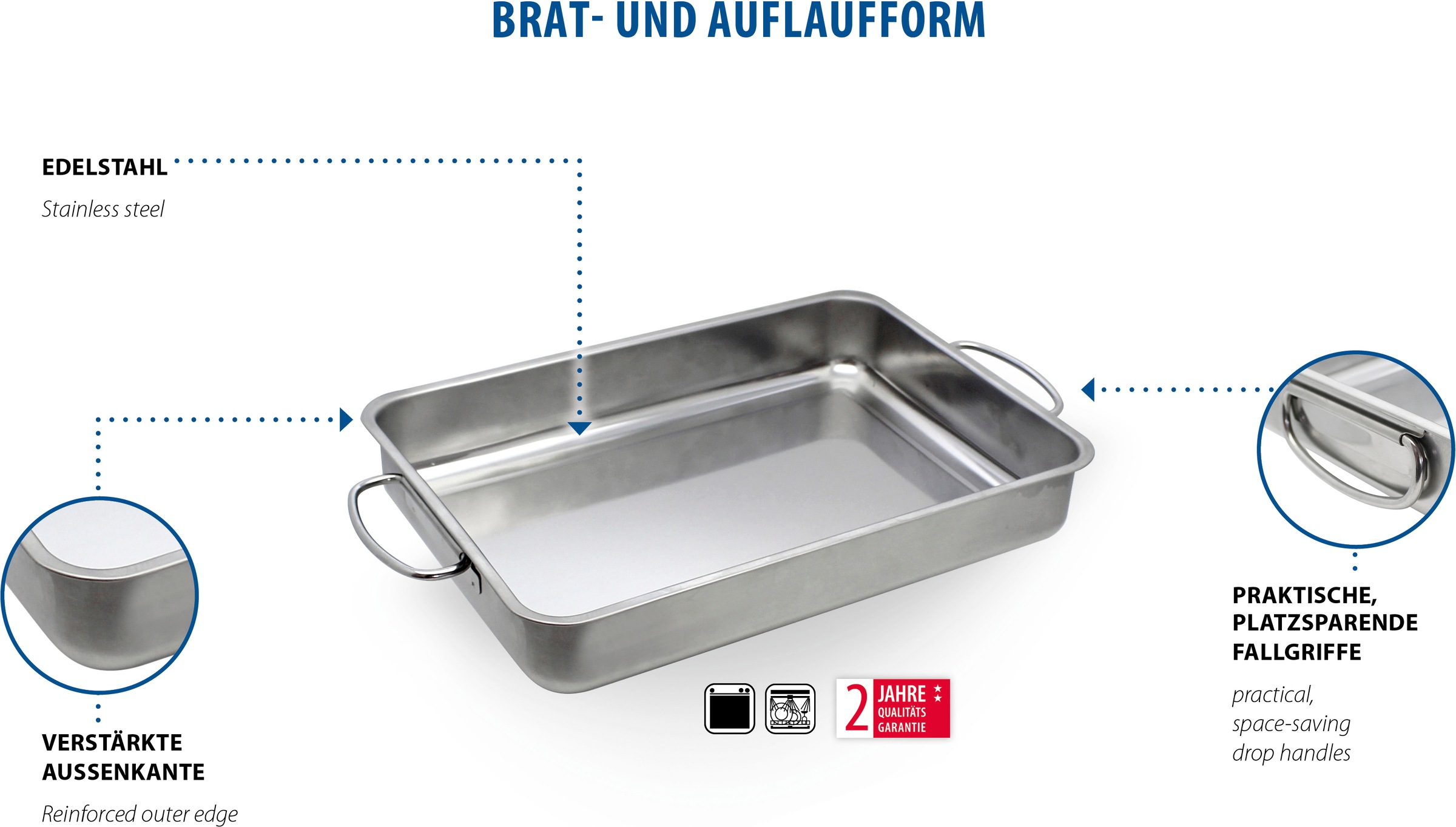 Elo Basic Auflaufform Edelstahl 1 Stk. tlg.