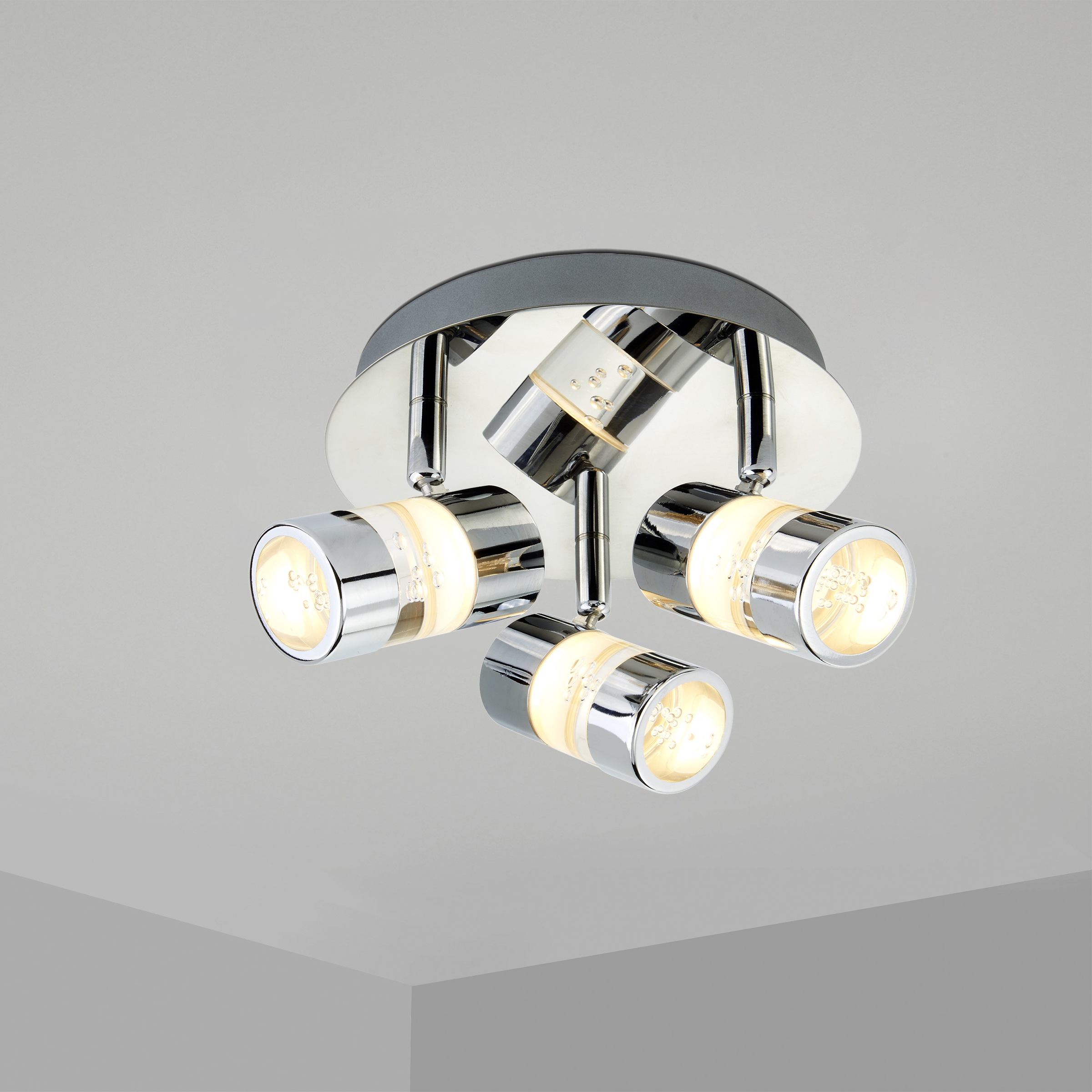 Searchlight Deckenstrahler »Bubbles 3Lt Strahler - Chrommetall & Acryl« LED-Modul 1 Stk.