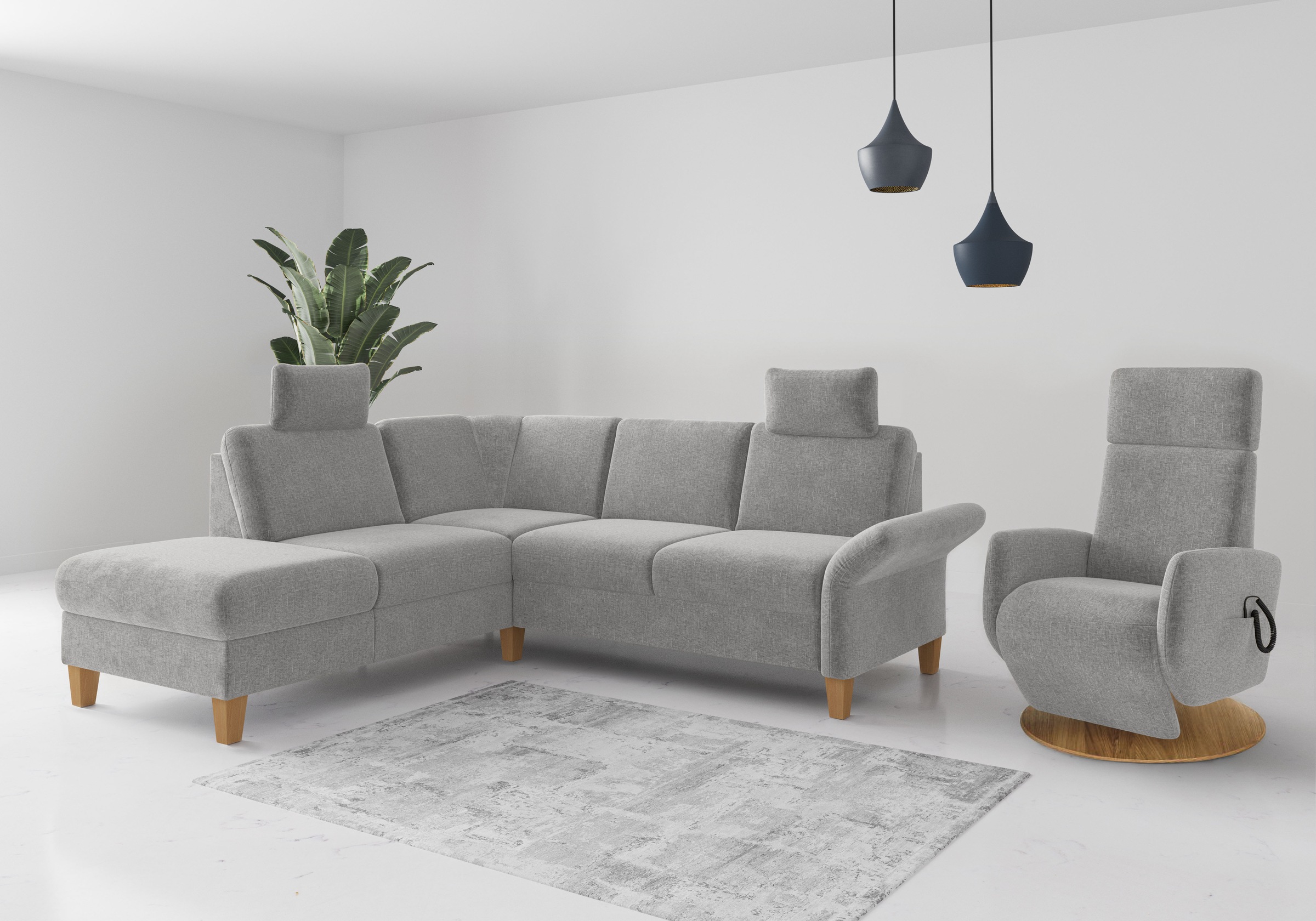Home affaire Ecksofa »Rochelle«, wahlweise mit Armlverstellung, Klappbett mit Rollen & Bettkasten
