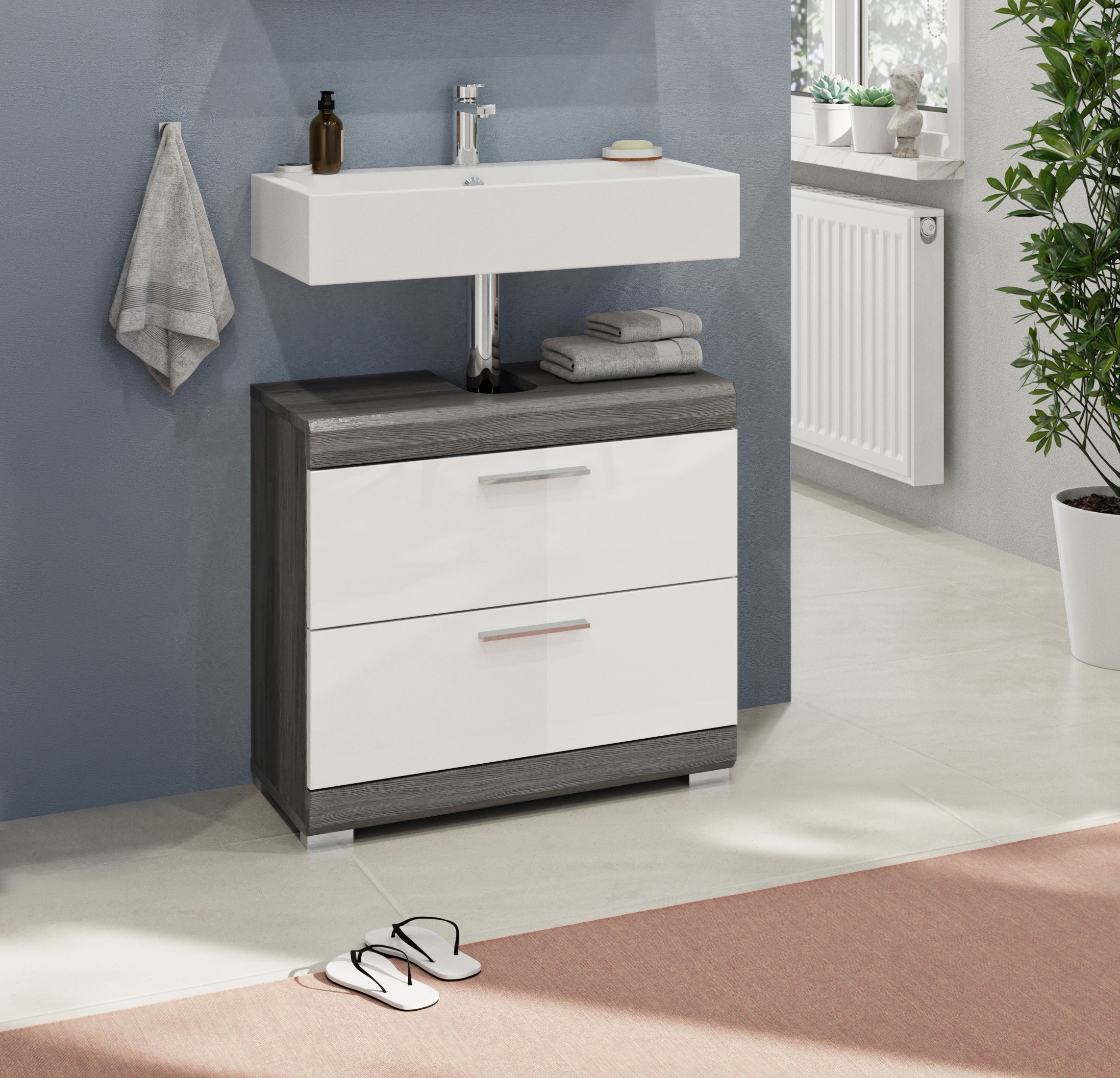 INOSIGN Waschbeckenunterschrank »Siena, Breite 60cm, 2 Tür, 2 Fächer, mit Siphonausschnitt, MDF-Front«, (1 St.), in verschiedenen Farben erhältlich, Badmöbel, Badschrank, Kommode, Bad