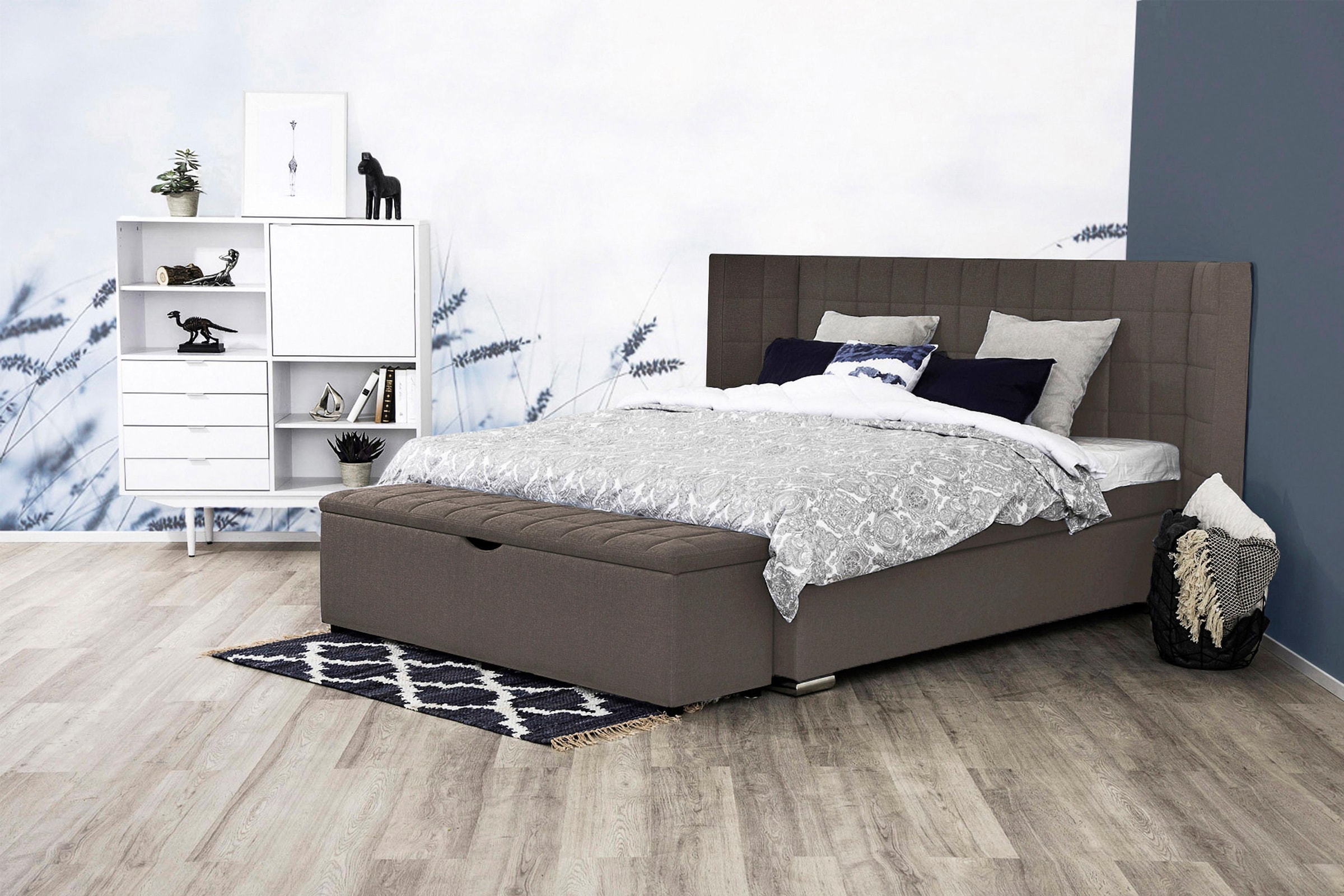Places of Style Boxspringbett »Piazza«, mit Steppung und Kopfteil mit seitlichen Flügeln