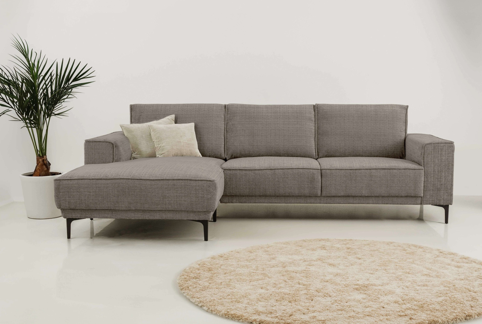 Places of Style Ecksofa »Polsterecke Oland, Struktur, Flachgewebe, Luxus-Mi günstig online kaufen