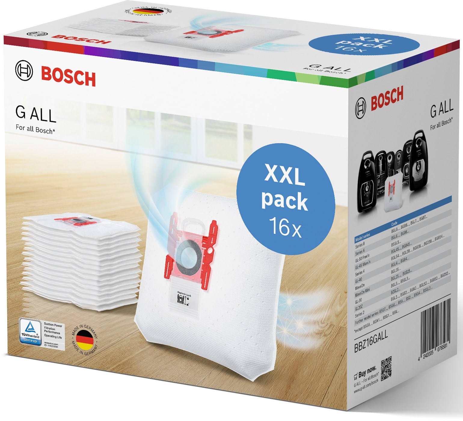 BOSCH Staubsaugerbeutel »Typ G ALL«, XXL Pack= 16 Staubbeutel günstig online kaufen