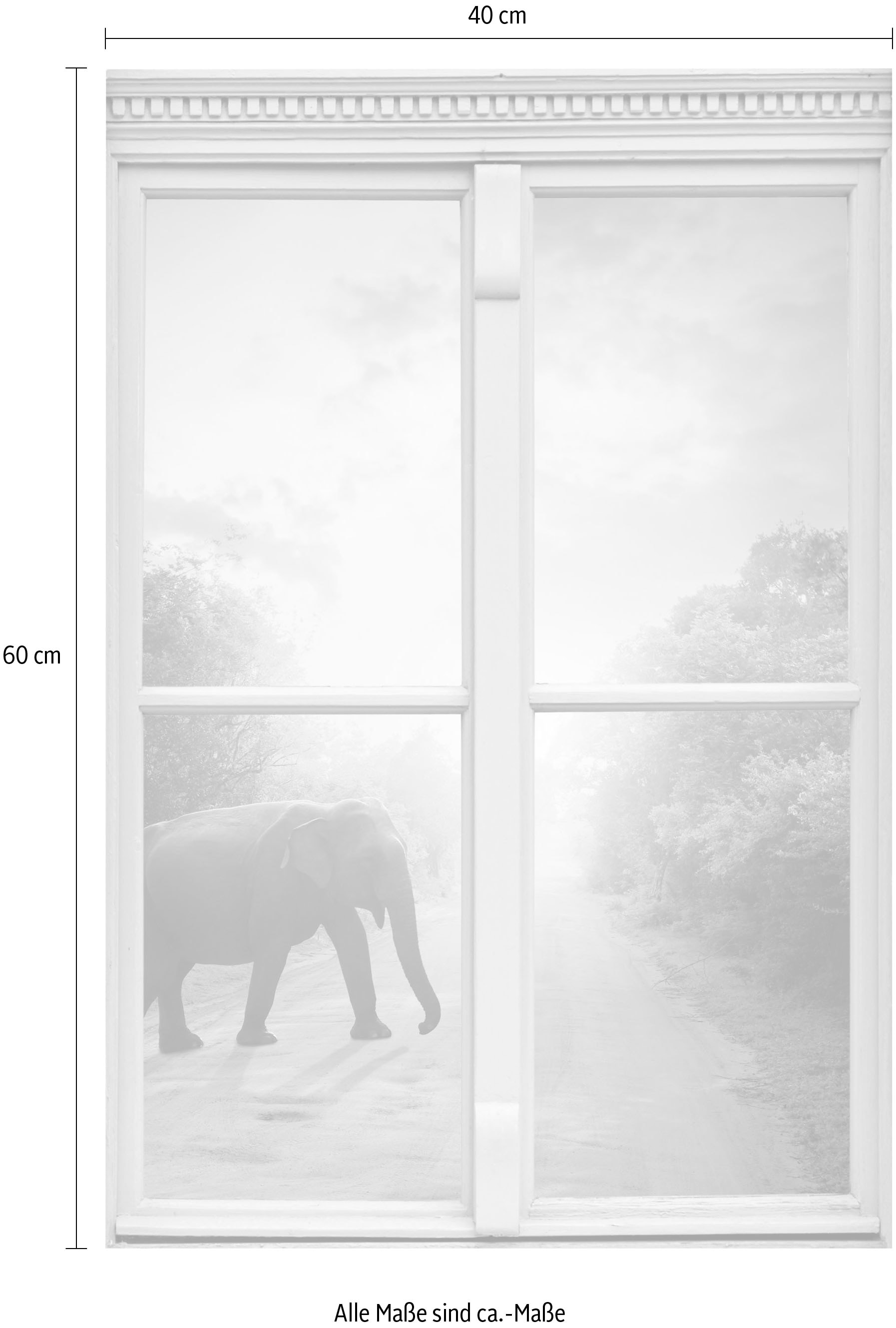 queence Wandsticker »Elefant«, Wandsticker, Wandbild, selbstklebend, 3D, Fenster