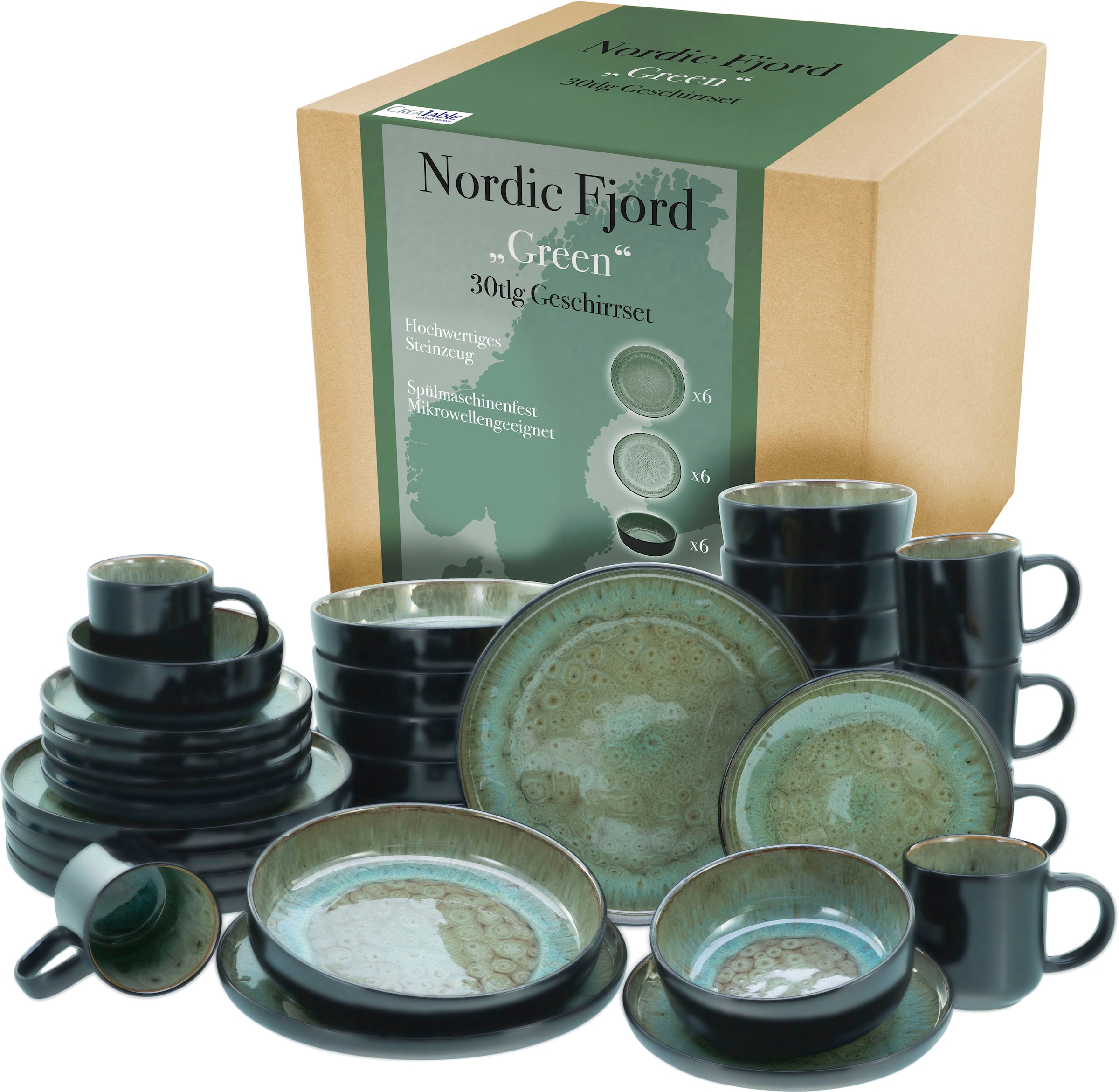 CreaTable Kombiservice »Nordic Fjord«, (Set, 30 tlg.), je 6 Speiseteller, S günstig online kaufen