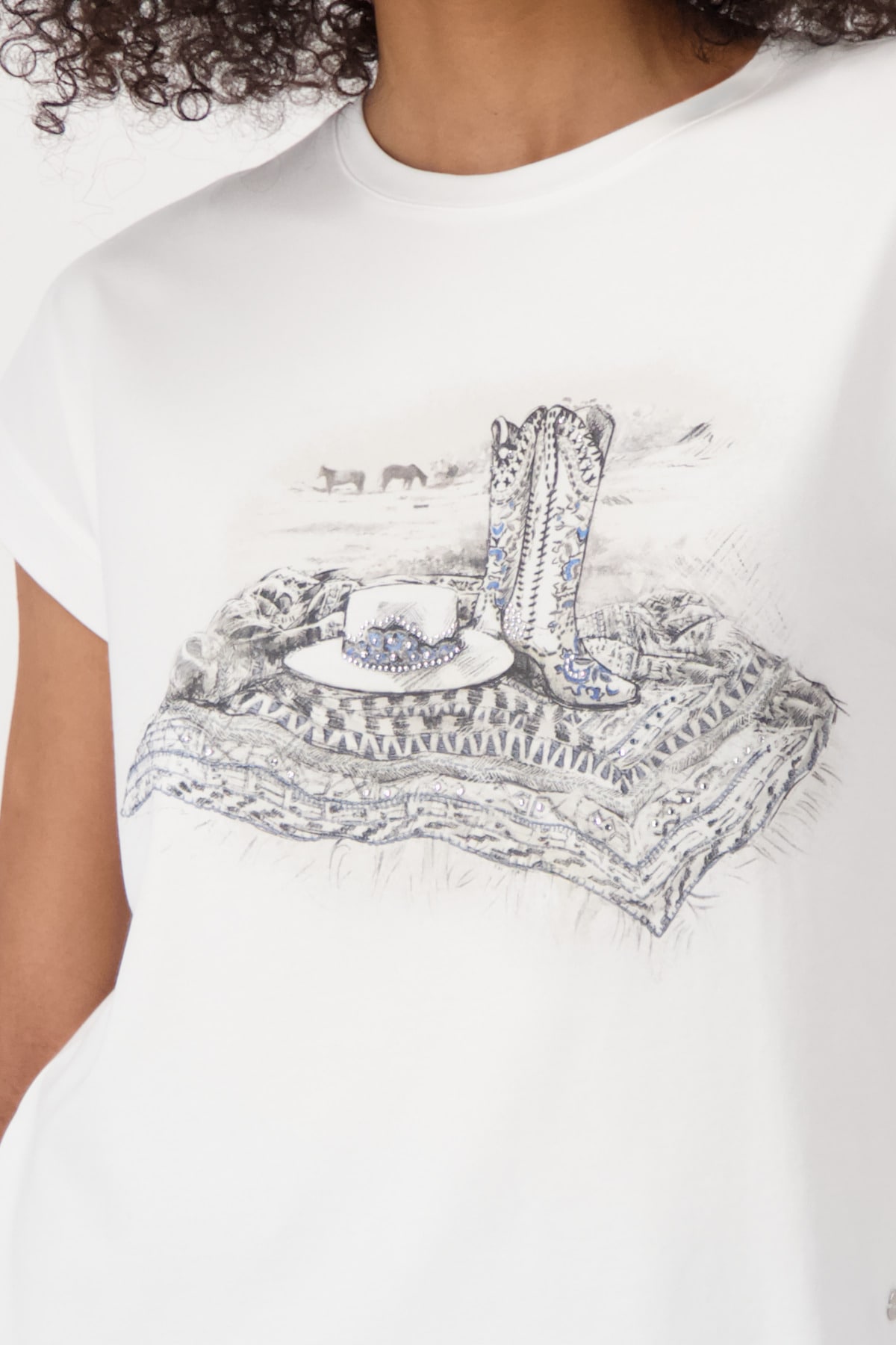 Monari T-Shirt »Shirt Cowboy Stiefel«, Mit Rundhalsausschnitt