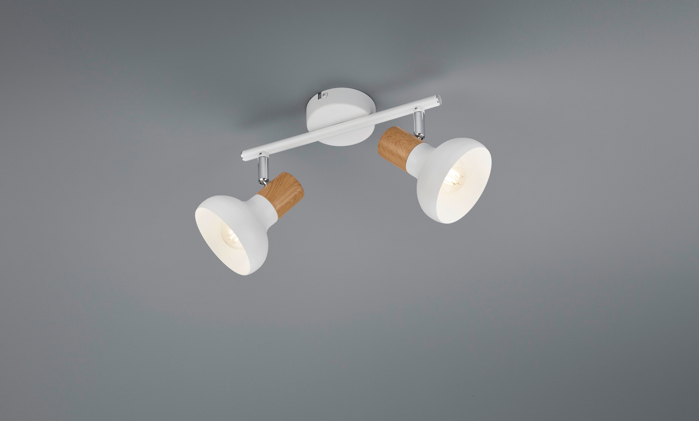 REALITY Leuchten Deckenstrahler »LATIKA, Strahler 2-flammig, exkl 2x E14 max 10W, Deckenspot Wandspot«, 2 flammig, Leuchtmittel E14 | Leuchtmittel wechselbar, schwenkbarer Strahler, Metall und Holzoptik Lackierung, Spot Licht