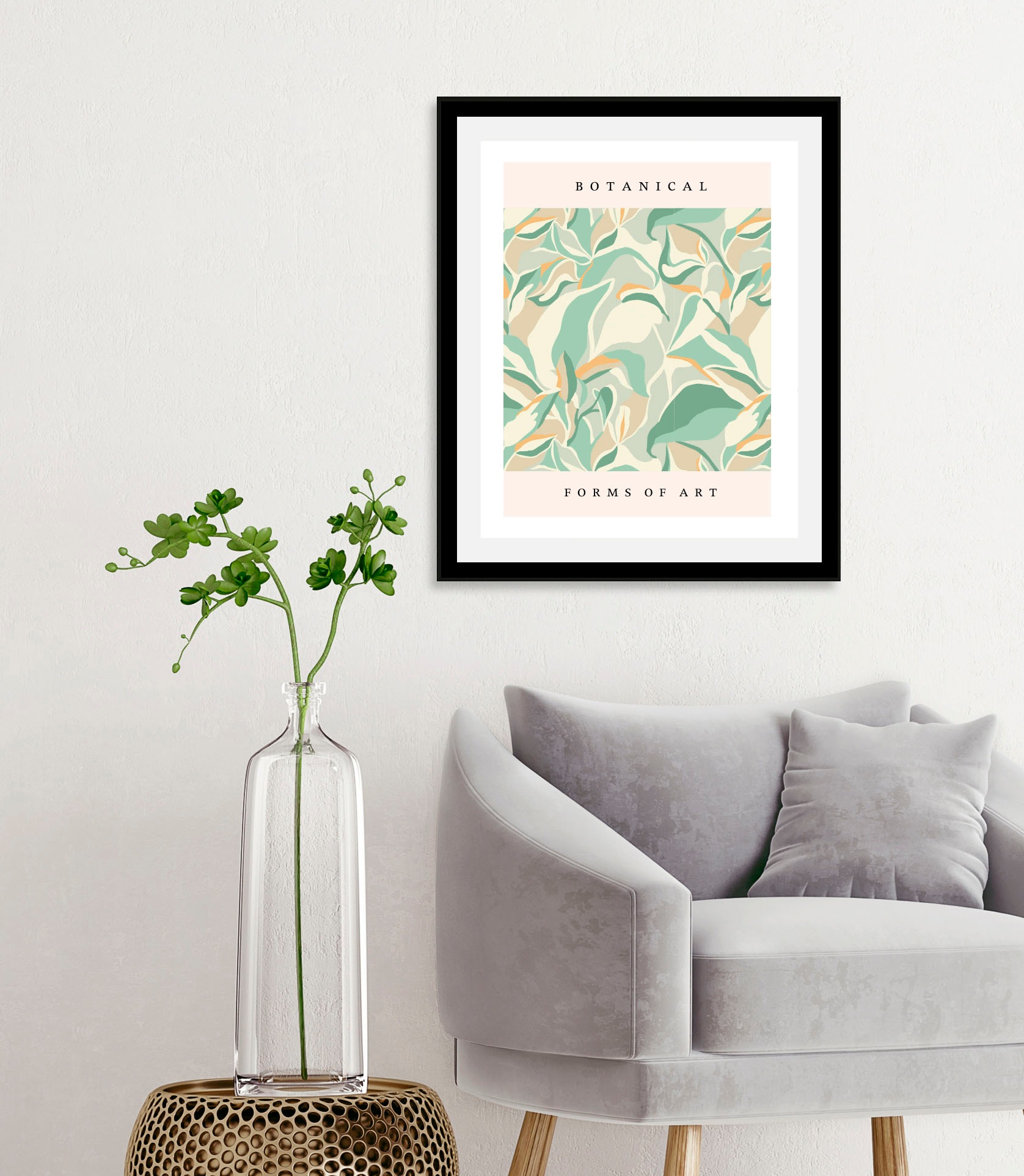 queence Bild »Botanical«, Abstrakt-Kunst-Schriftzug-Pflanzen-Pflanzenbilder günstig online kaufen