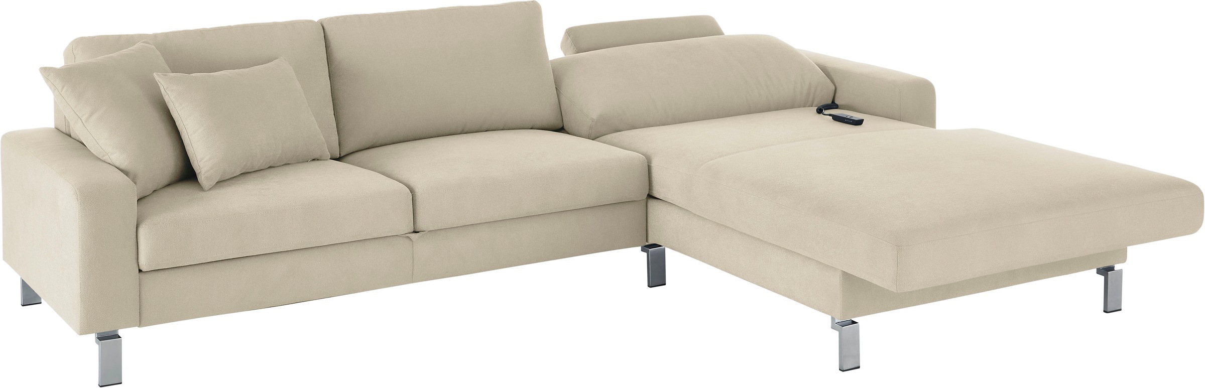 3C Candy Ecksofa »Lecce, wahlweise PUR-Schaumstoff oder Tonnentaschenfederkern«, Bett im 2,5-Sitzer, teilmotorische Schlaffunktion im Longchair, L-Form