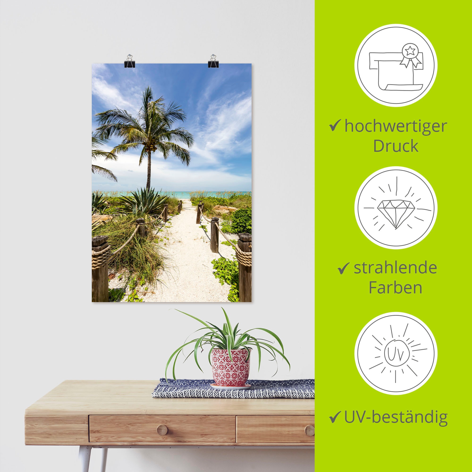 Artland Wandbild »Weg zum Strand II«, Strandbilder, (1 St.), als Alubild, Outdoorbild, Poster, Wandaufkleber in verschied. Größen
