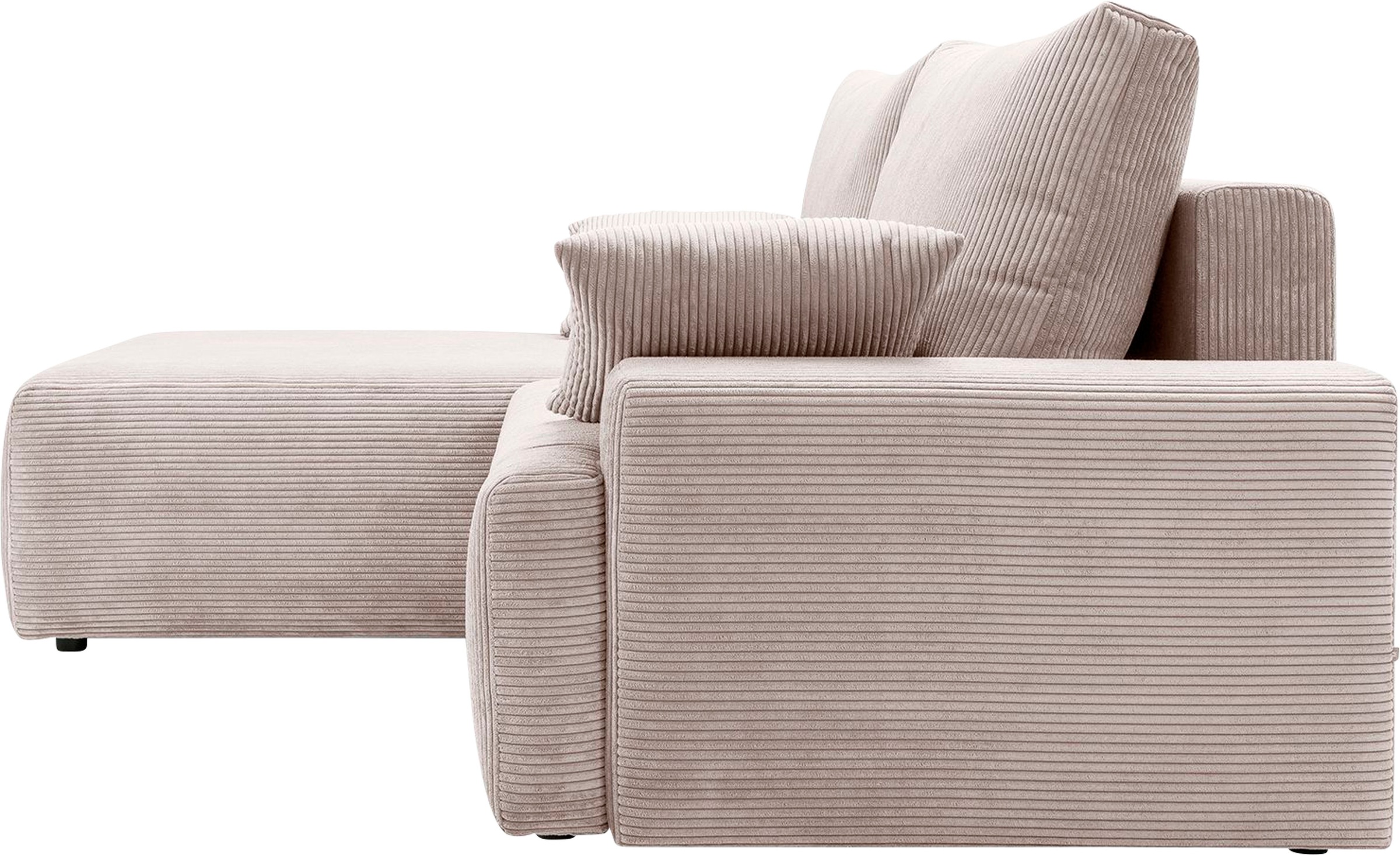 exxpo - sofa fashion Ecksofa »Orinoko, aktuelles Design und hoher Sitzkomfort, L-Form«, inkl. Bettfunktion und Bettkasten, schöne Farben im angesagten Cord