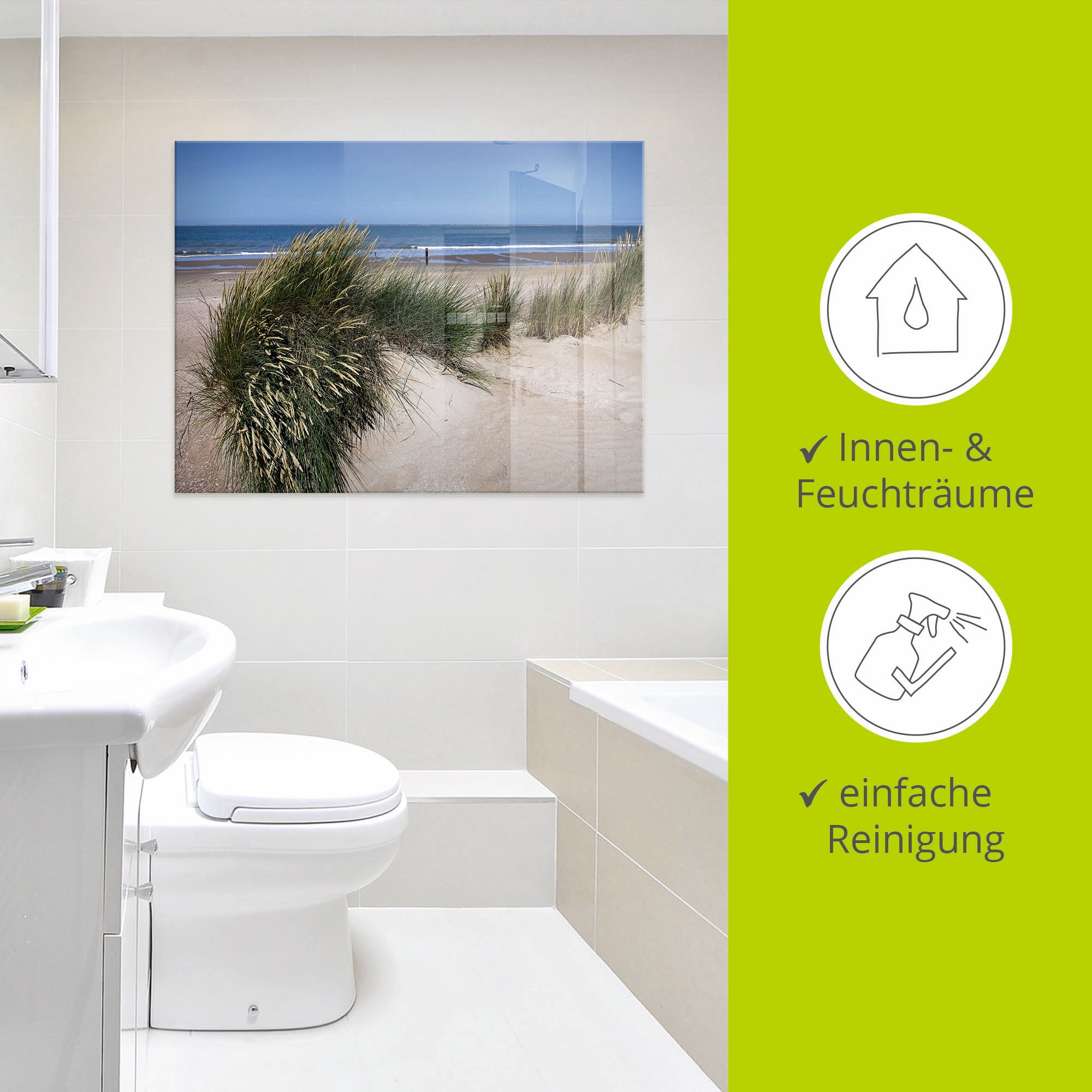 Artland Glasbild »wellige Dünenlandschaft«, Strand, (1 St.), in verschiedenen Größen