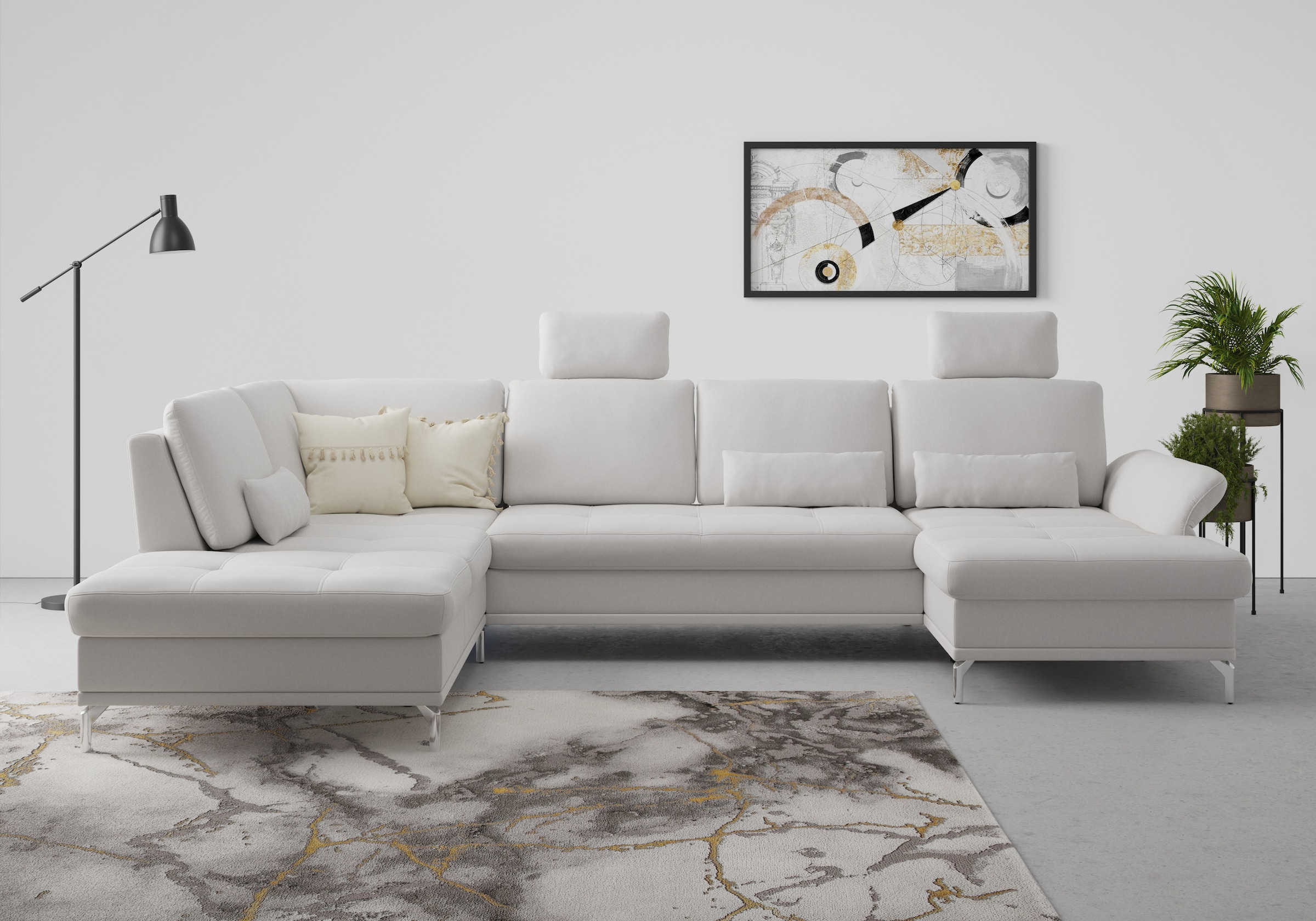 Home affaire Wohnlandschaft »Palm Beach U-Form« Federkern, mit Sitztiefenve günstig online kaufen