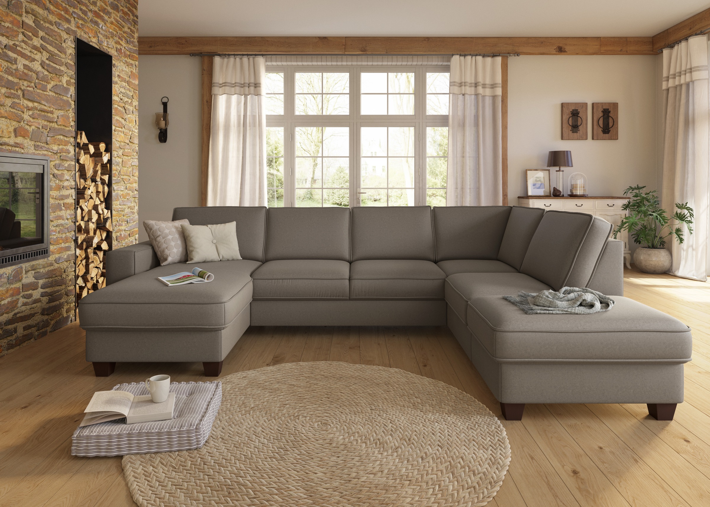 Home affaire Wohnlandschaft »County U-Form« wahlweise Ottomane links oder r günstig online kaufen