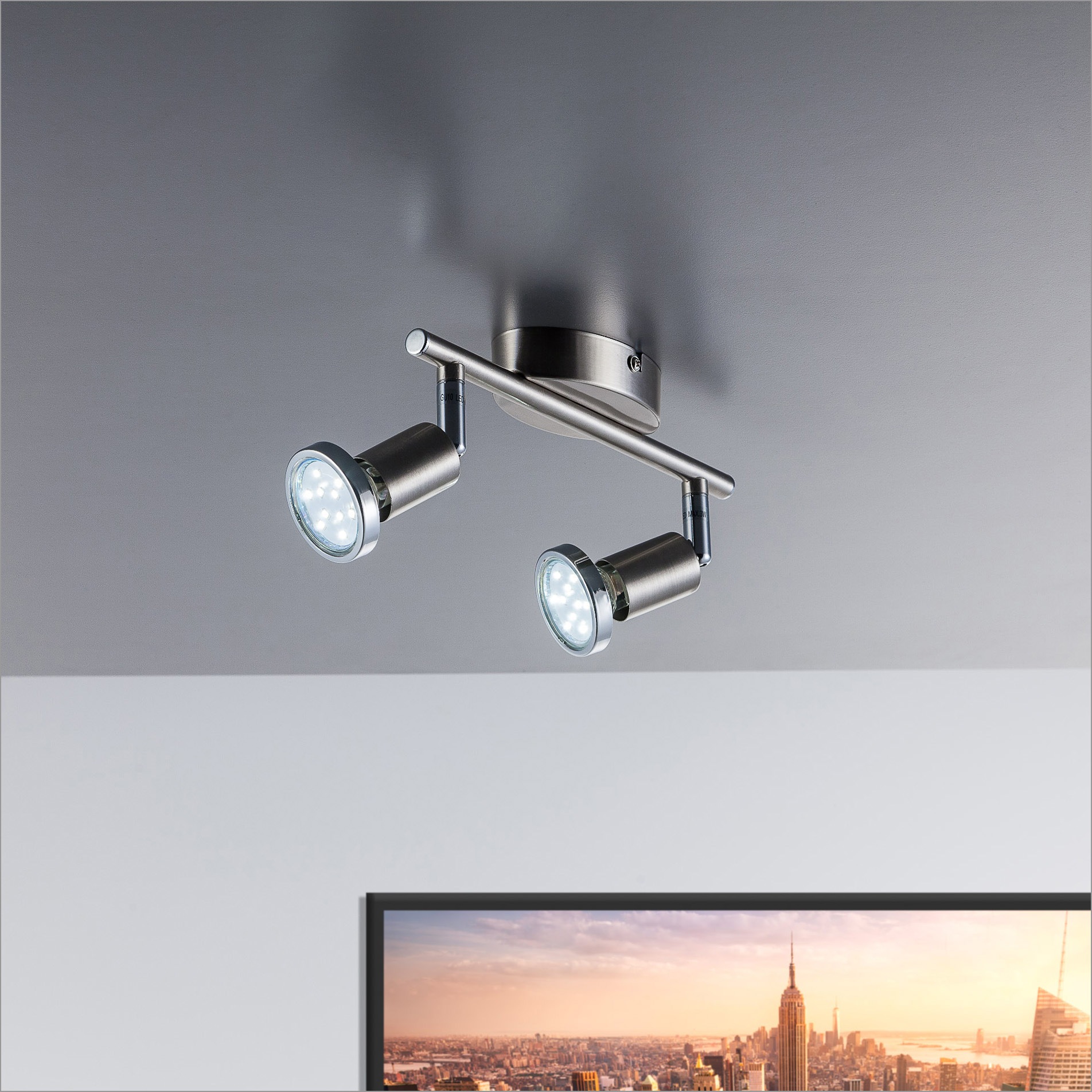 B.K.Licht LED Deckenspots »Mika«, 2 flammig, Leuchtmittel GU10 | LED wechselbar, LED Deckenstrahler, schwenkbar, inkl. 3W GU10 250 Lumen, warmweiß