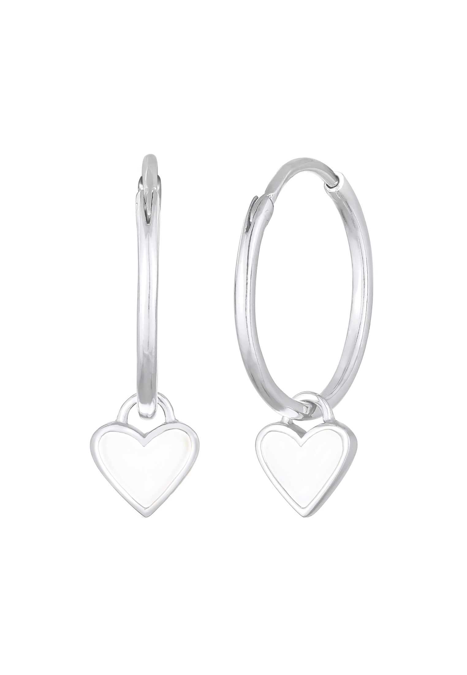 Elli Paar Creolen »Creolen Hänger Herzen Emaille 925 Sterling Silber«