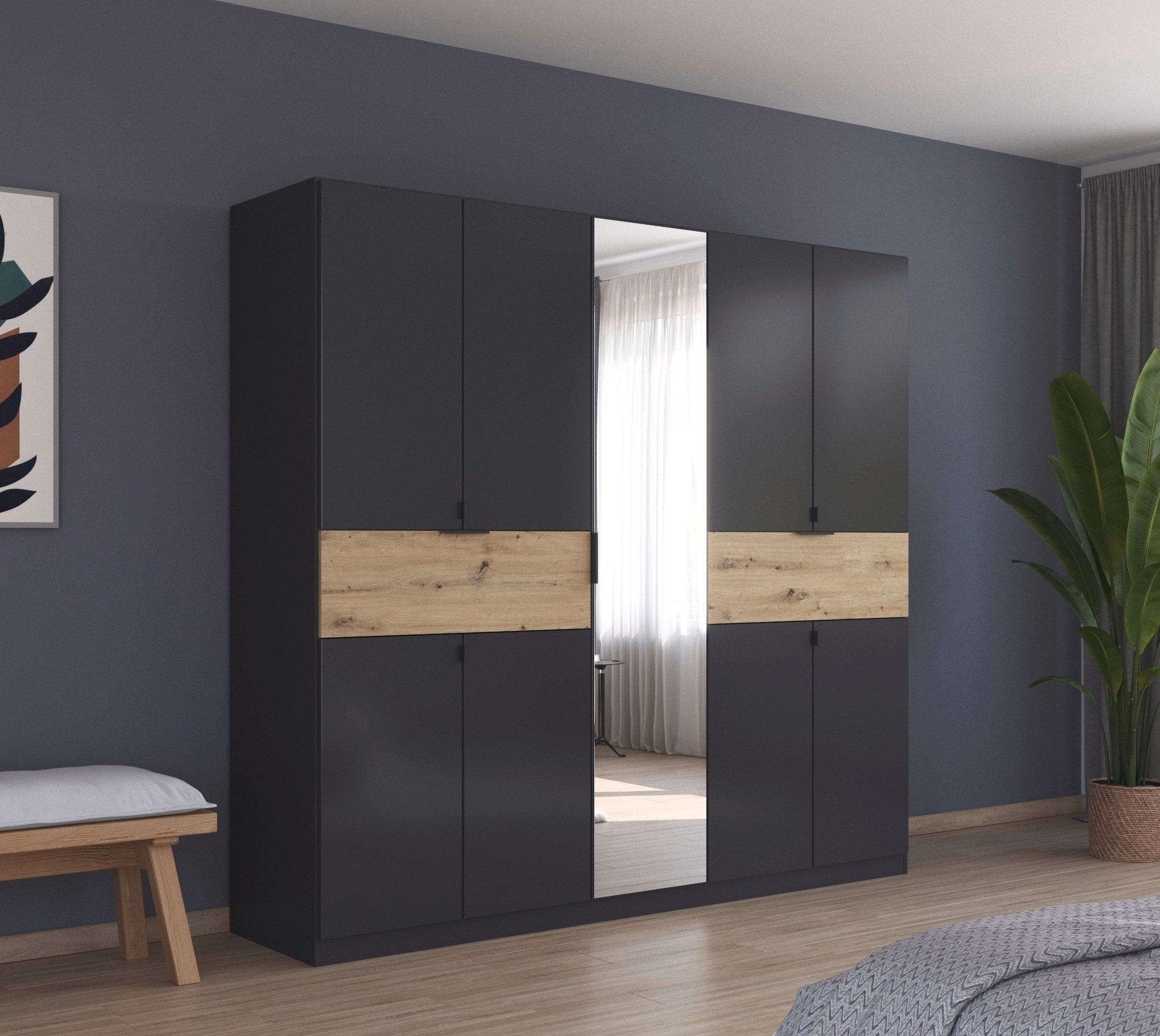 rauch Drehtürenschrank »Kleiderschrank Schrank Garderobe Wäscheschrank TICAO«, (Schubladen in der Höhe variabel positionierbar), mit 2 geräumigen Schubladen, viel Stauraum MADE IN GERMANY