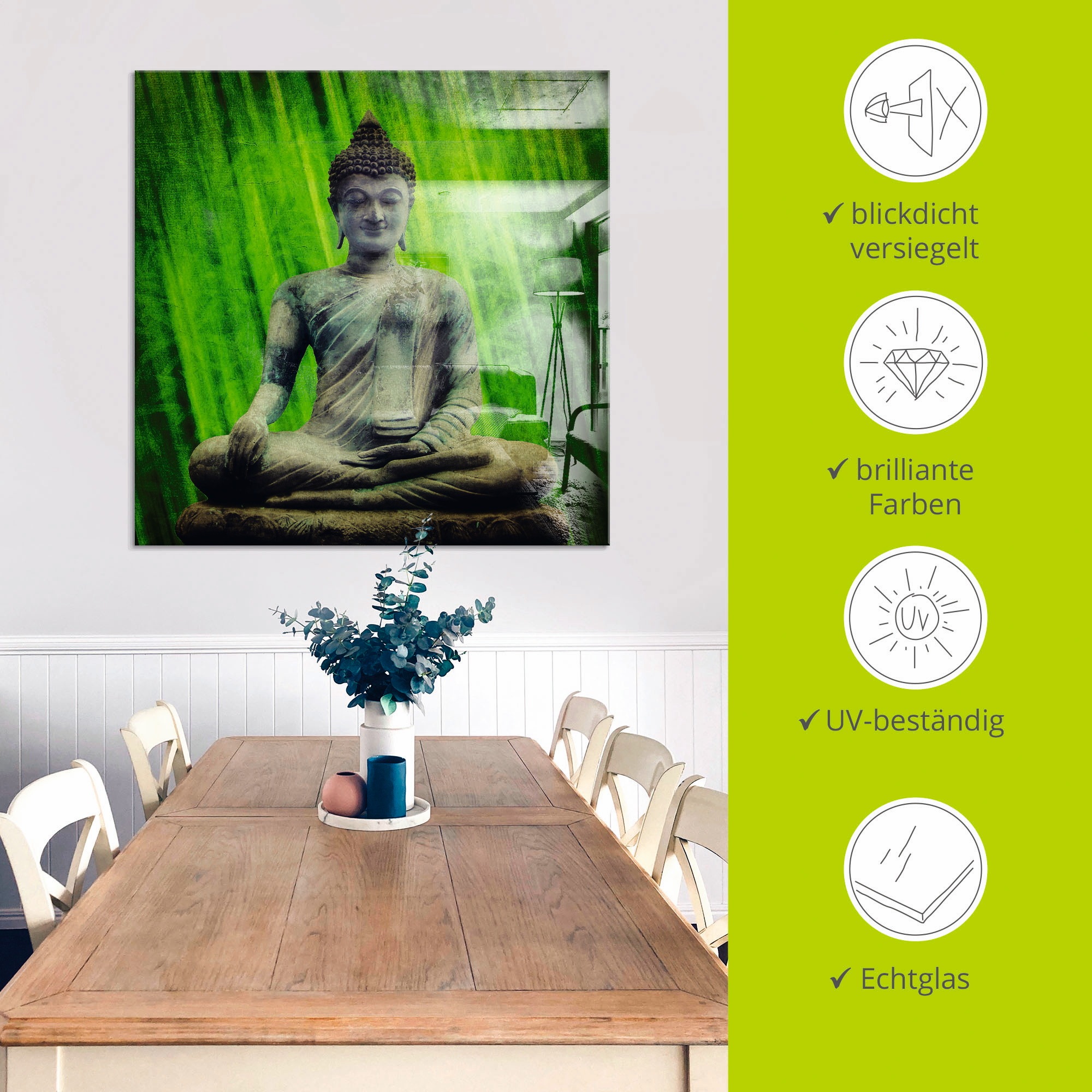 Artland Glasbild »Buddha«, Religion, (1 St.), in verschiedenen Größen