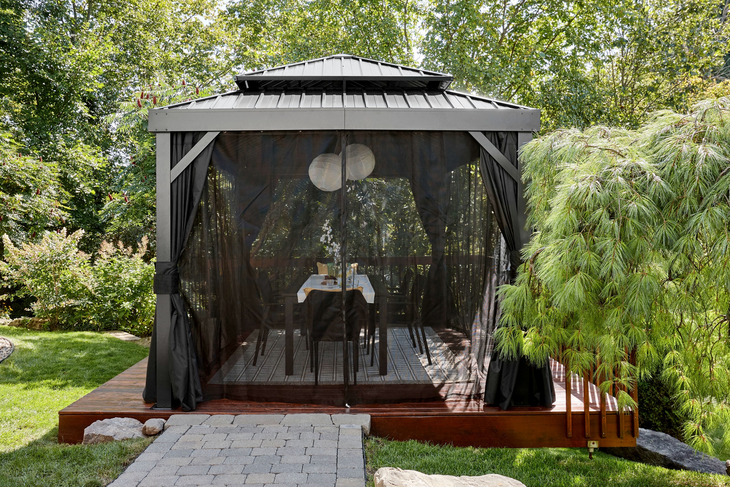 Sojag Pavillon »Malta 1014 Schwarz« 305x430x271cm, massive Konstruktion aus Aluminium