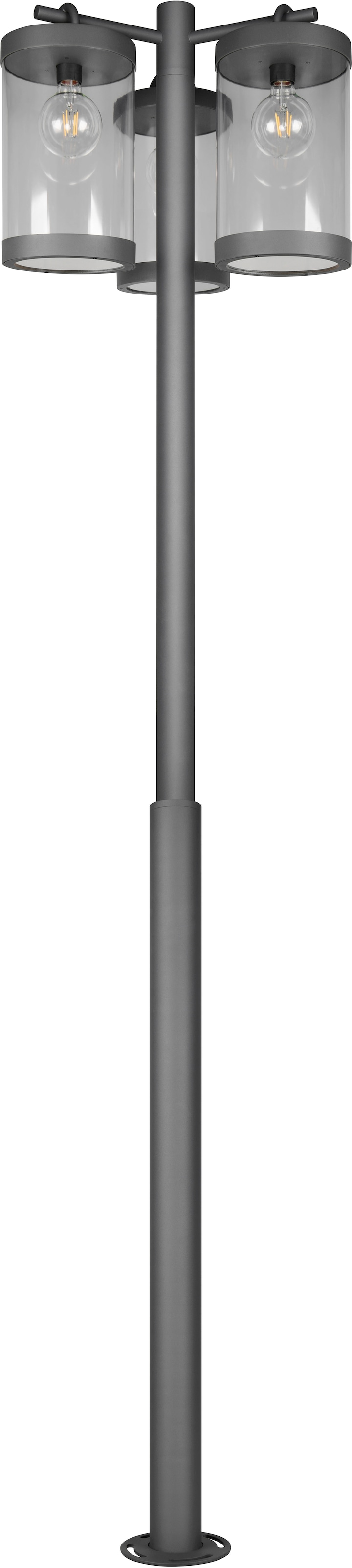 TRIO Leuchten Außen-Stehlampe »SAMBESI, Große Garten Stehleuchte Höhe 240cm, IP44 Dämmerungssensor«, 3 flammig, Leuchtmittel E27 | Leuchtmittel wechselbar, Outdoor Stehlampe 3-flammig, exkl 3x E27 max 28W, Alu Druckguss