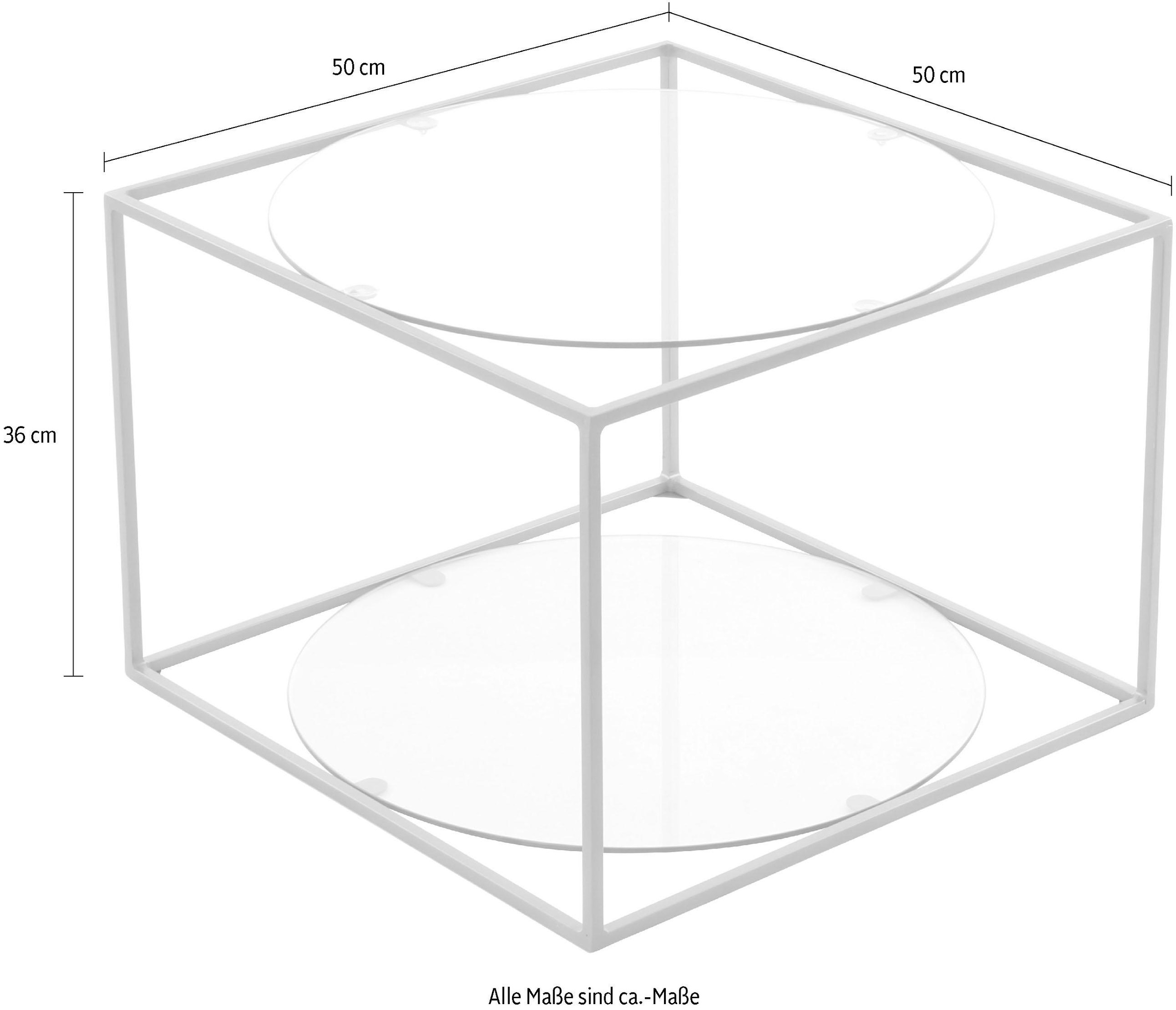 Kayoom Beistelltisch »Cody, Beistelltisch in Würfelform, offenes, modernes Design«, (1 St.), moderne Kubusform mit runden Ablageflächen aus Glas