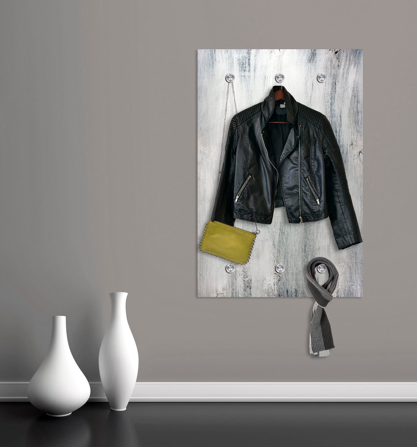 queence Garderobenleiste »Holzoptik« mit 6 Haken, 80 x 120 cm günstig online kaufen