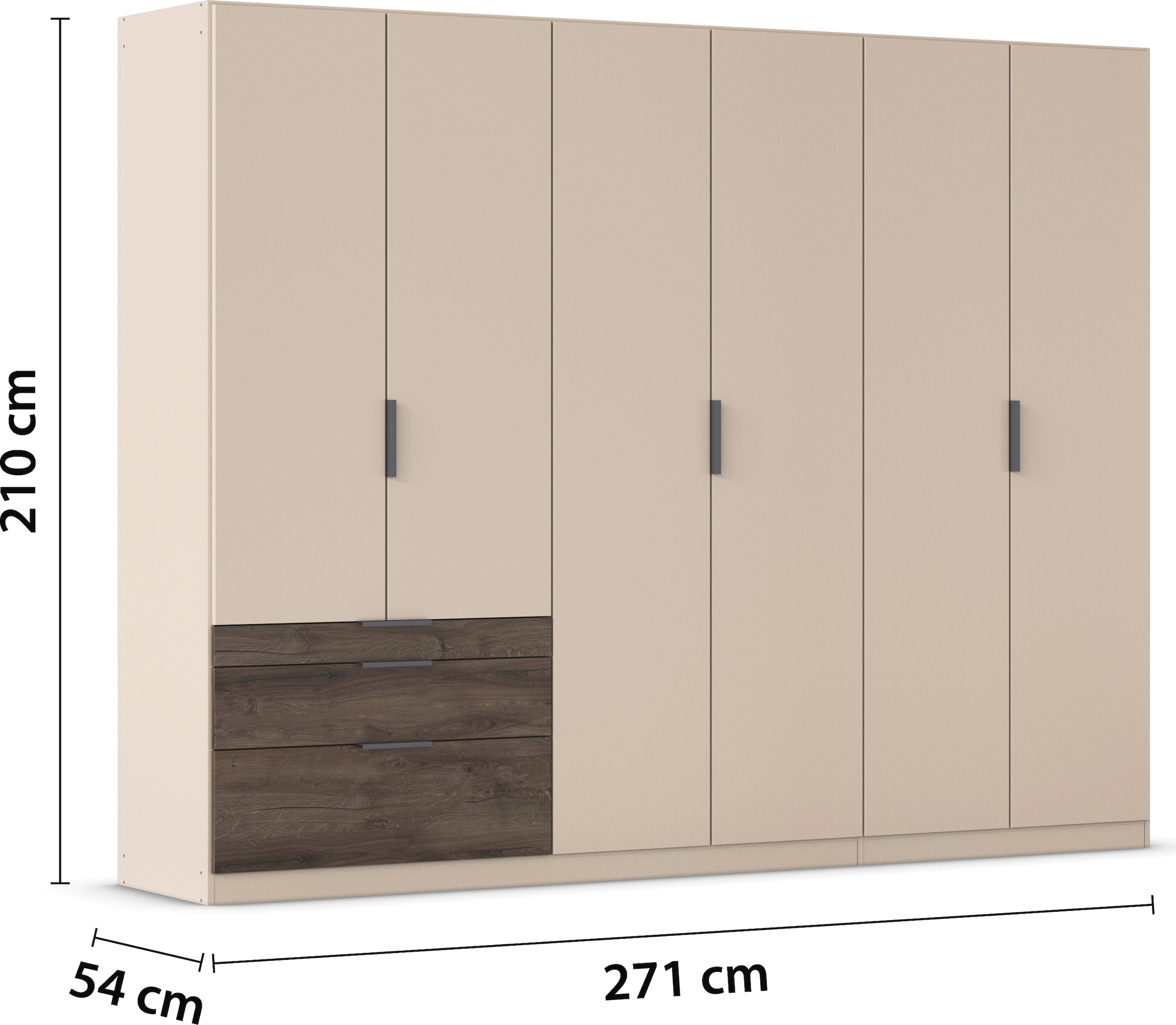 rauch Kleiderschrank »Drehtürenschrank Schrank Garderobe Schlafzimmerschrank KODA«, (oberer Schubkasten mit praktischer Inneneinteilung), mit asymmetrisch angeordneten Schubladen MADE IN GERMANY
