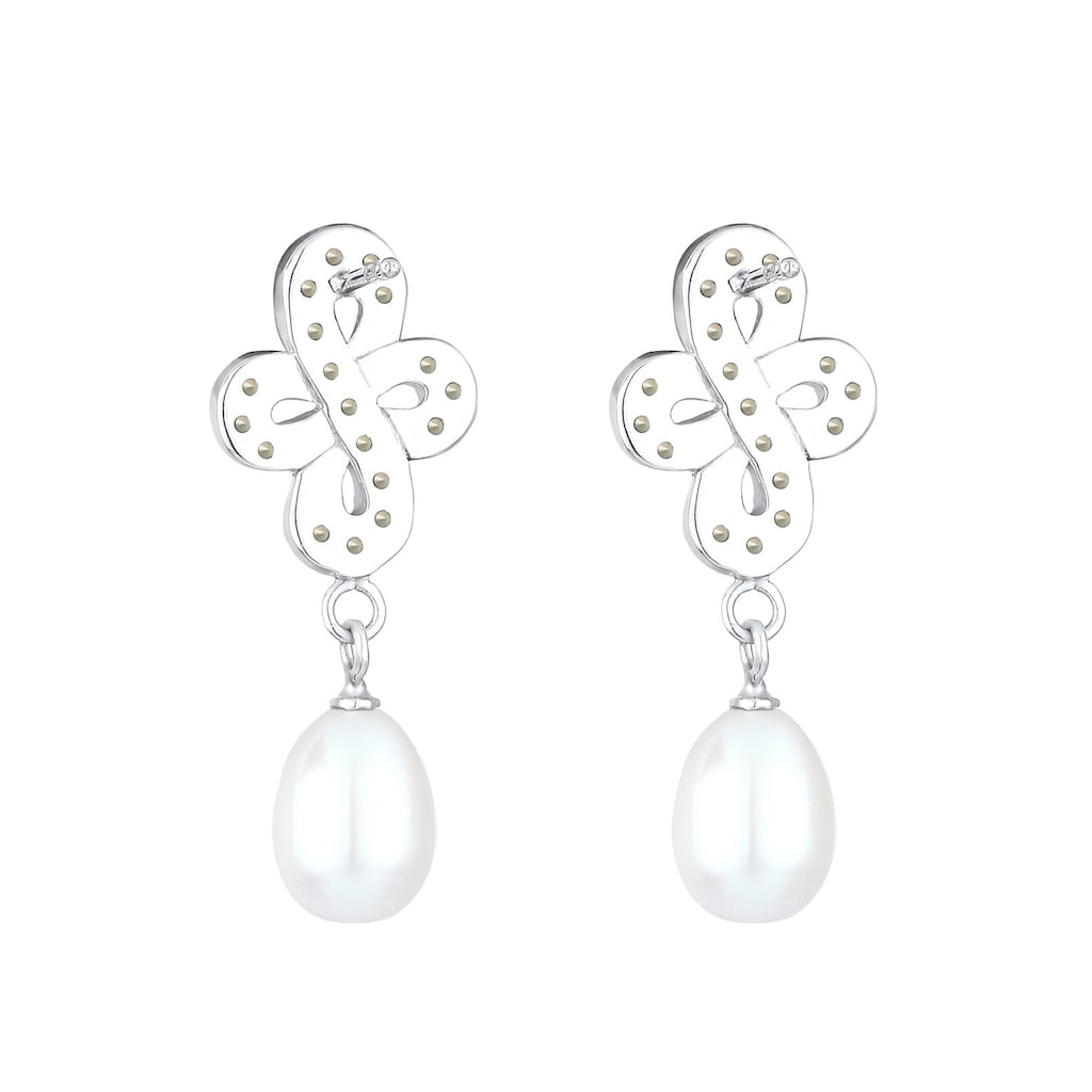 Elli Premium Paar Ohrhänger »Perlen Infinity Kreuz Kristalle Silber«