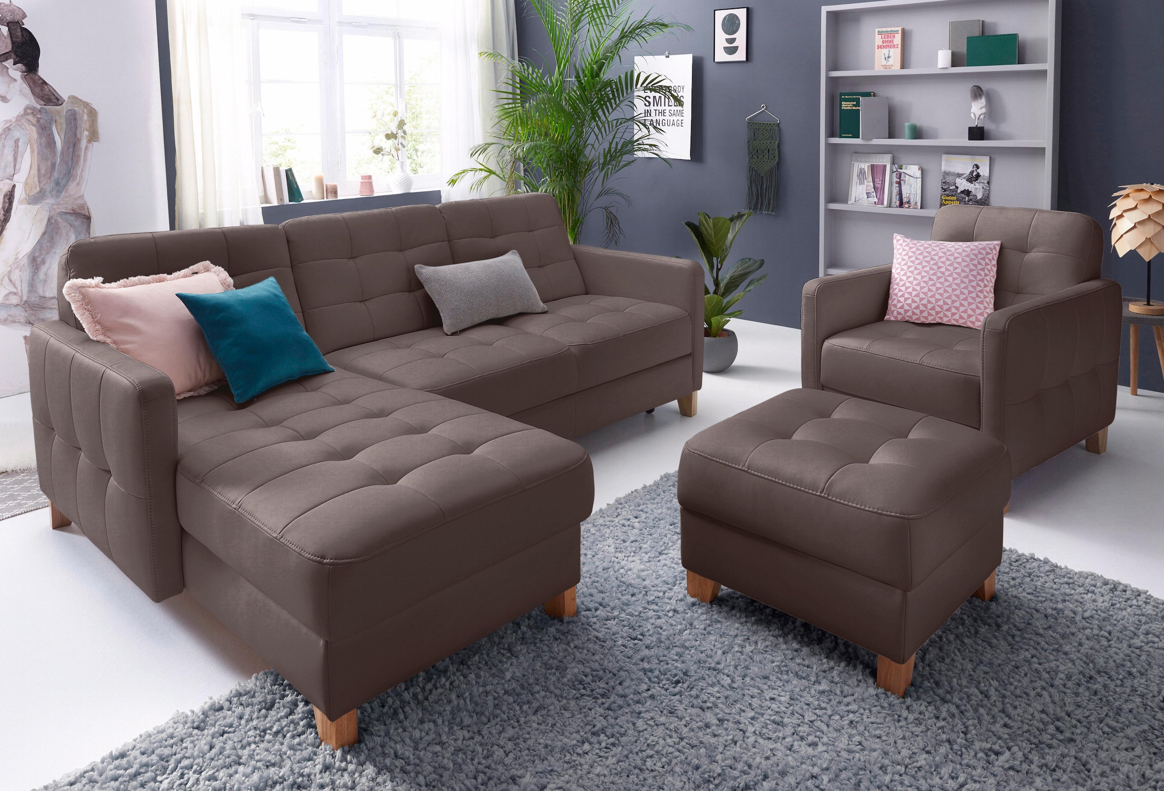 exxpo - sofa fashion Hocker »Elio bequemer Sitzkomfort und aufwendiger Detailverarbeitung«, mit Staufach unter der Sitzfläche