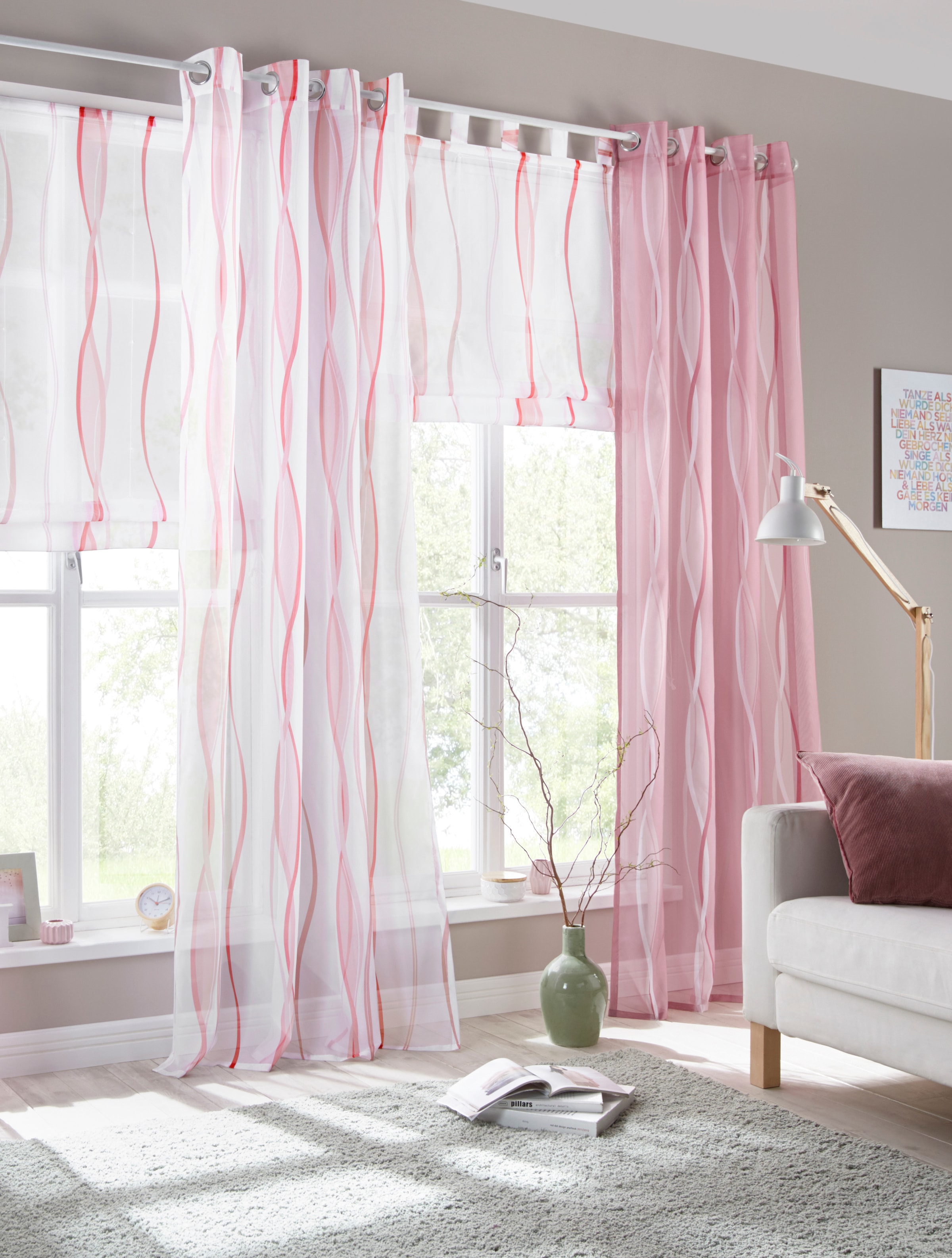 my home Gardine »Dimona«, (2 St.), 2er-Set, transparent, Voile, Polyester  jetzt im %Sale