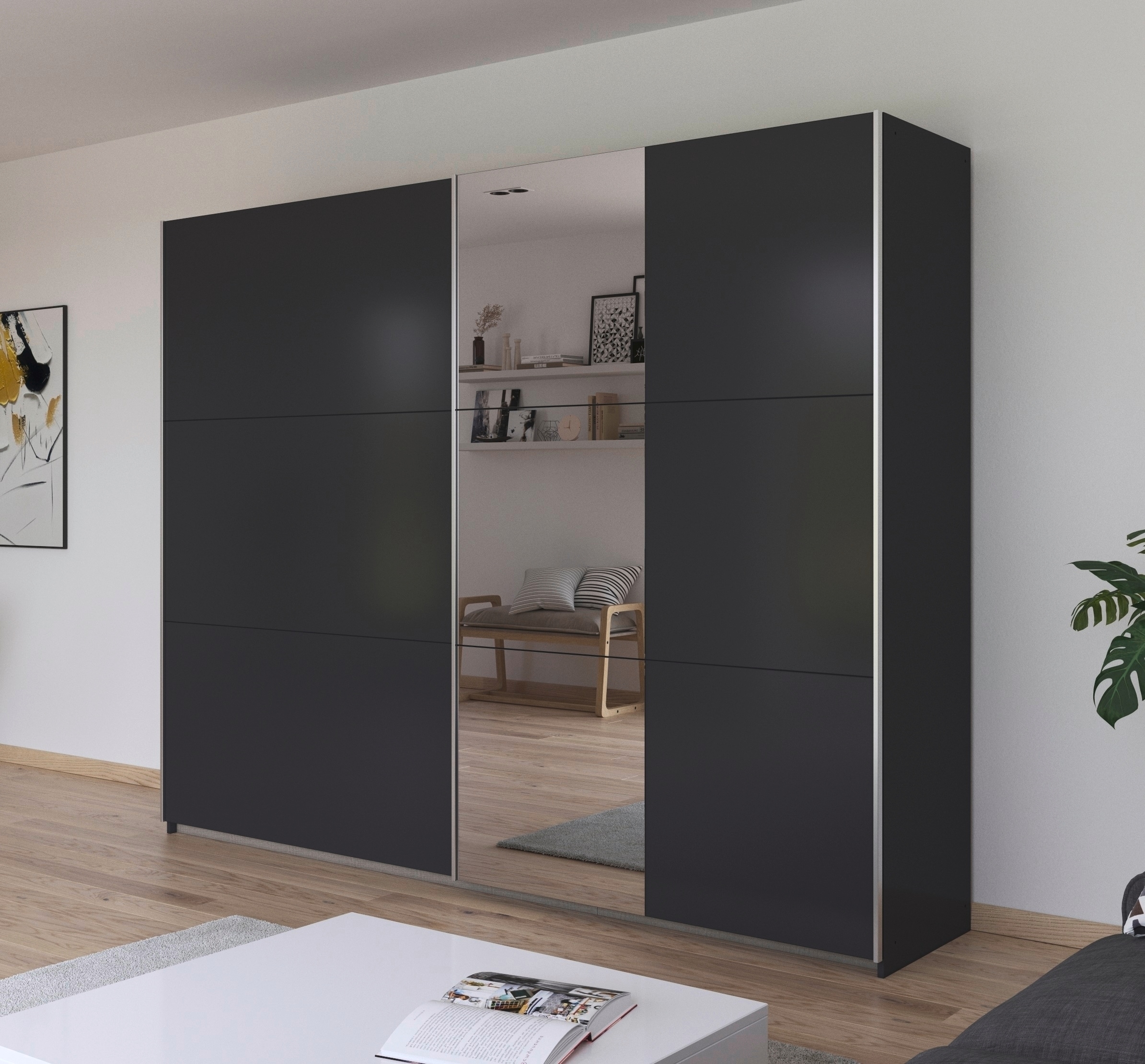 rauch Schwebetürenschrank »Kleiderschrank Garderobe TOPSELLER AURELIO mit 3 Ausstattungsvarianten«, 3 verschiedene Ausstattungsvarianten Griffe aus Metall MADE IN GERMANY