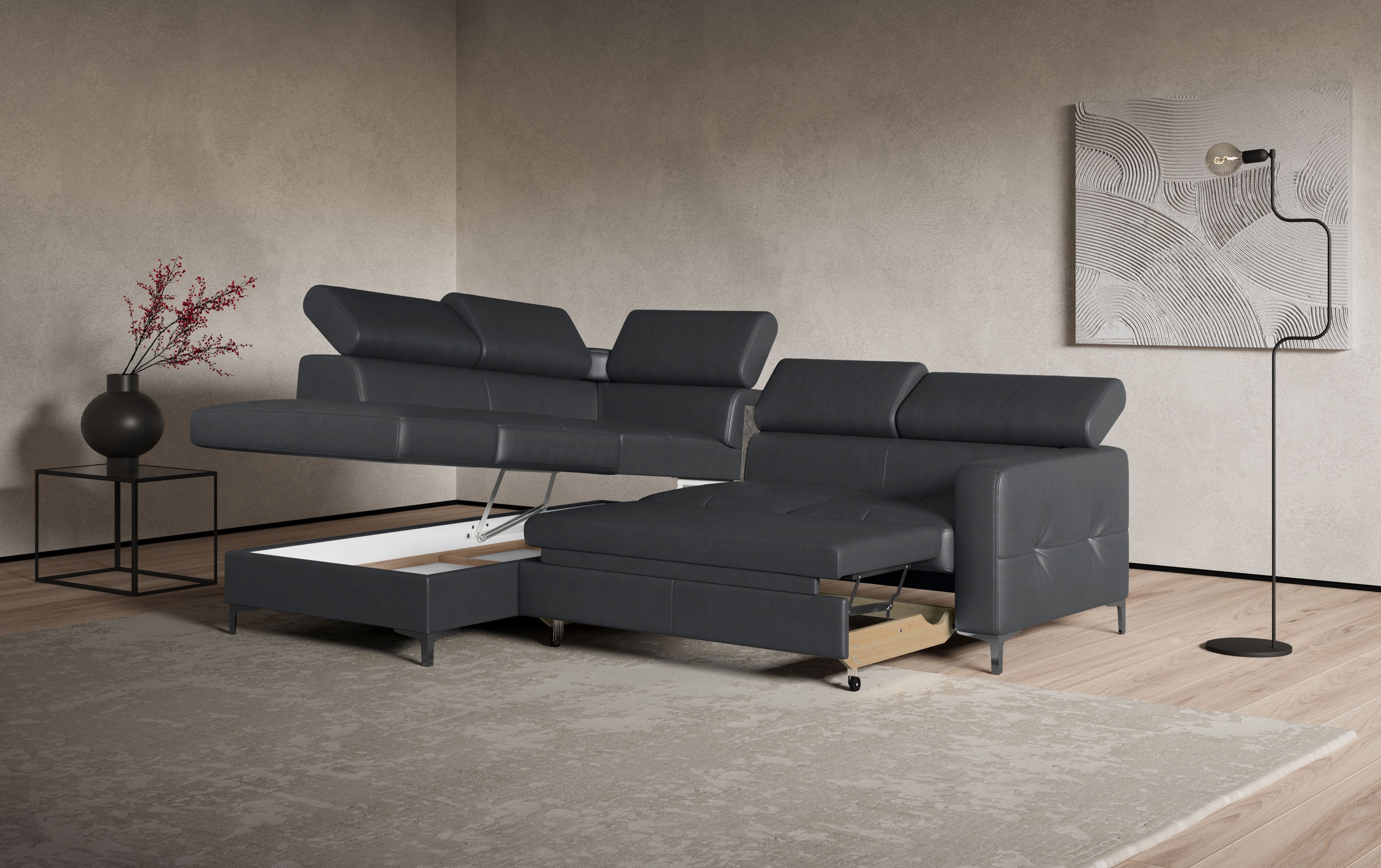COTTA Ecksofa »Sammy L-Form«, mit Kopfteilverstellung, wahlweise mit Bettfunktion & Bettkasten
