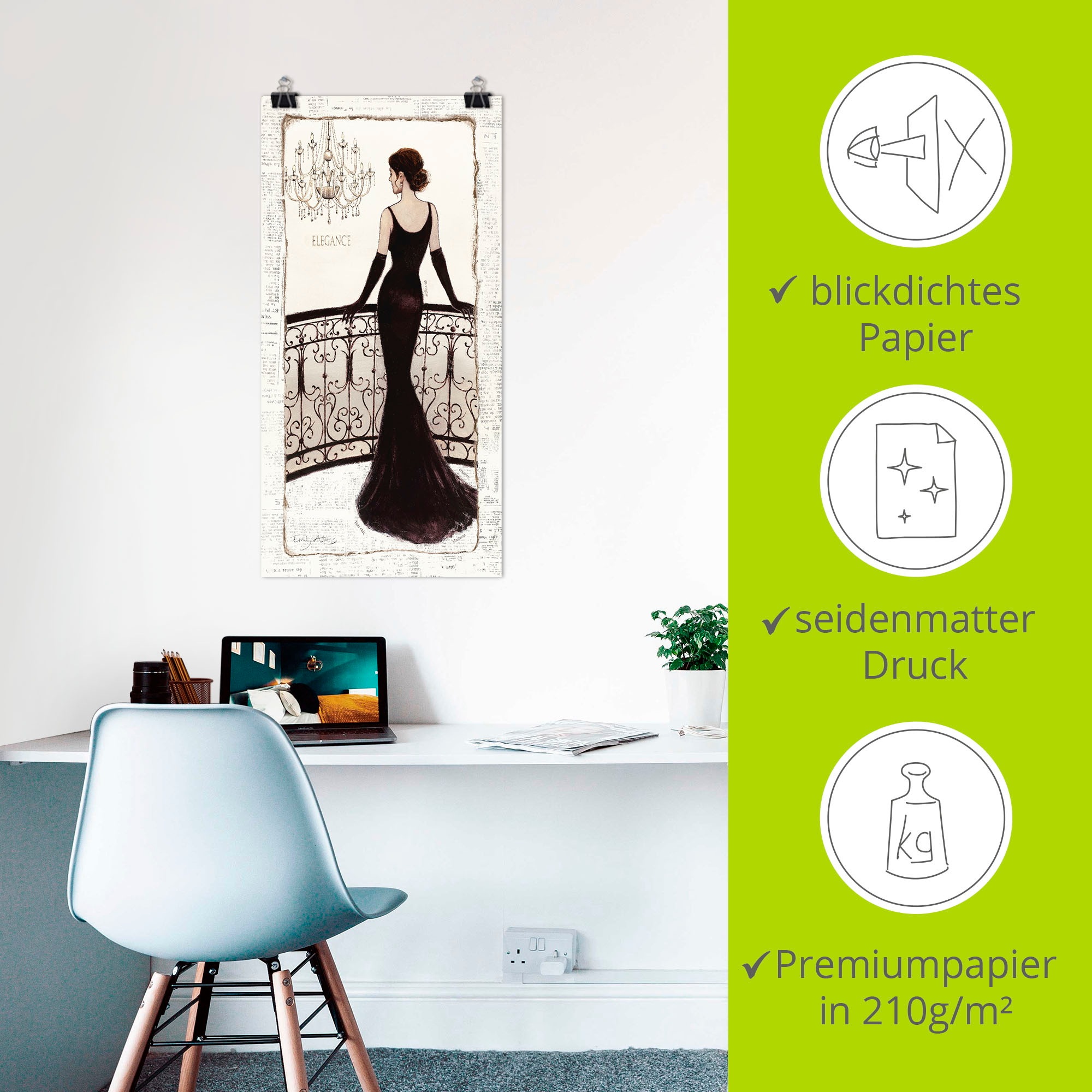Artland Wandbild »Die schöne in Schwarz«, Frau, (1 St.), als Leinwandbild, Poster, Wandaufkleber in verschied. Größen